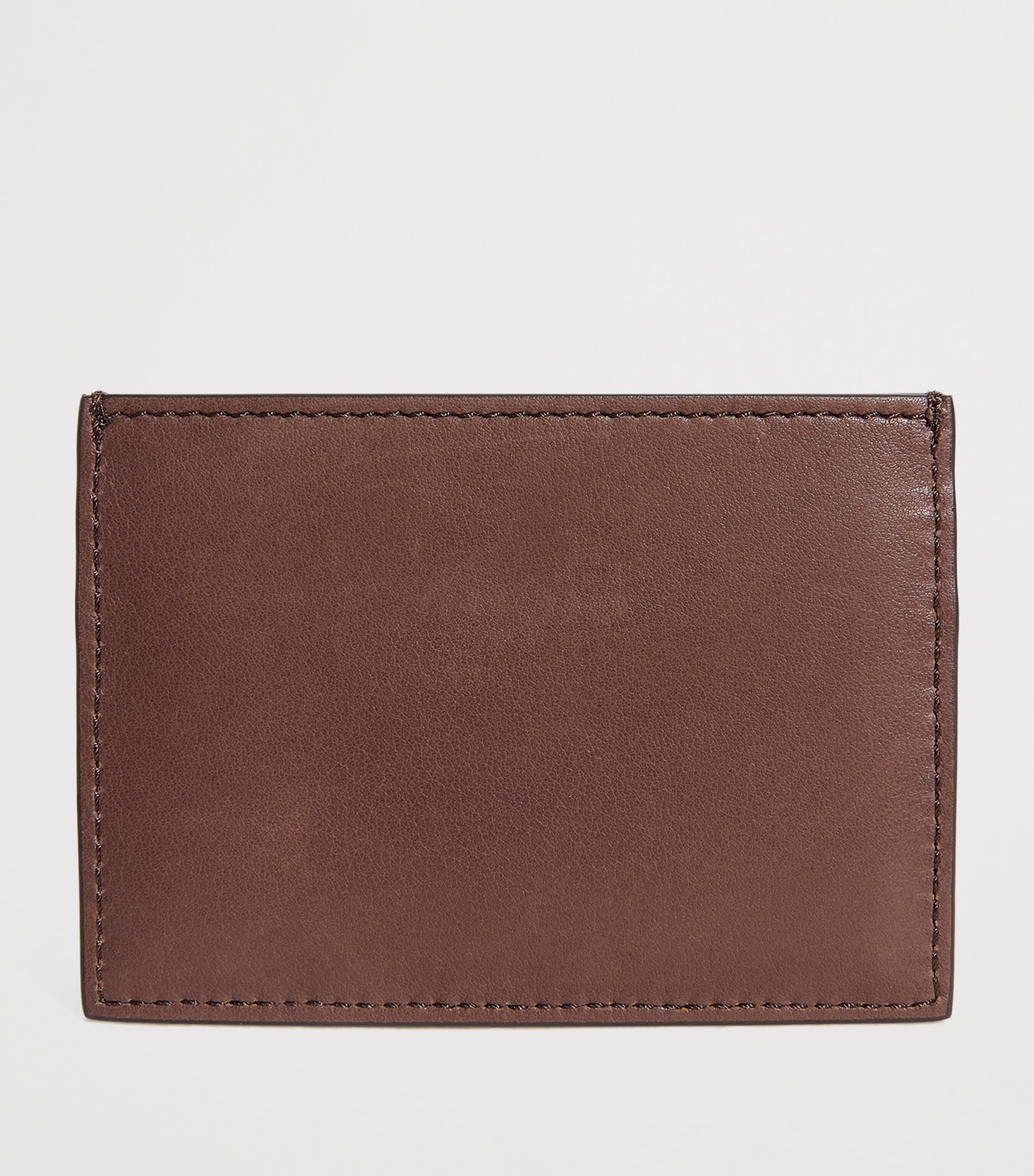 Leather Single Card Holder DARK BROWN Image 2