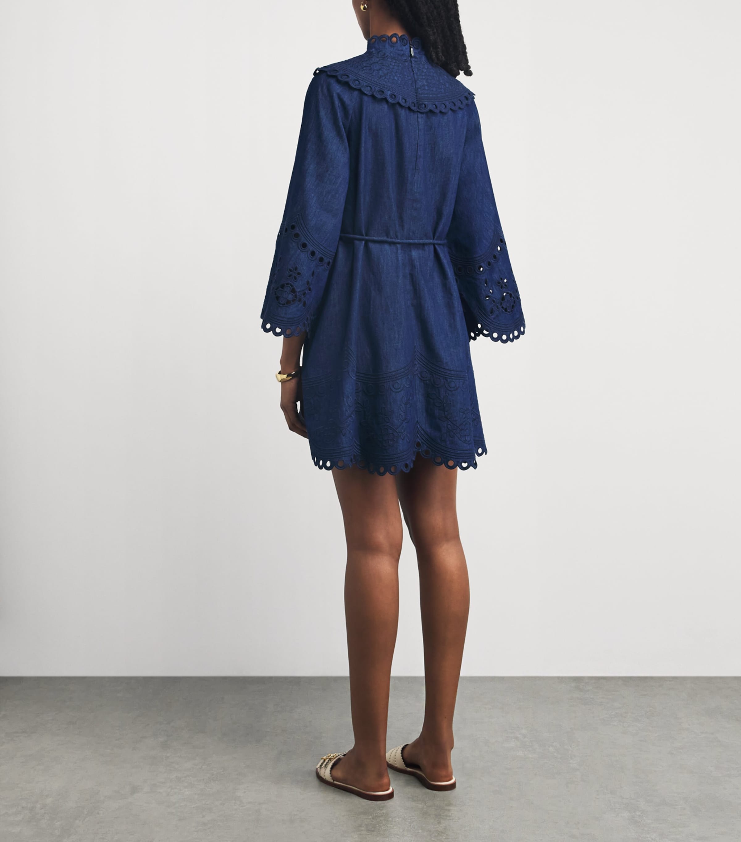 Zimmermann Womens Denim Broderie Mahon Mini Dress Ink Ink Image 4