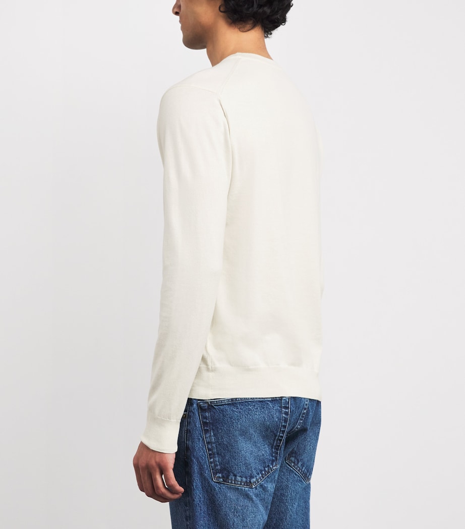 Cotton Lightweight Crew-Neck Sweater WHCR ECRU Image 4