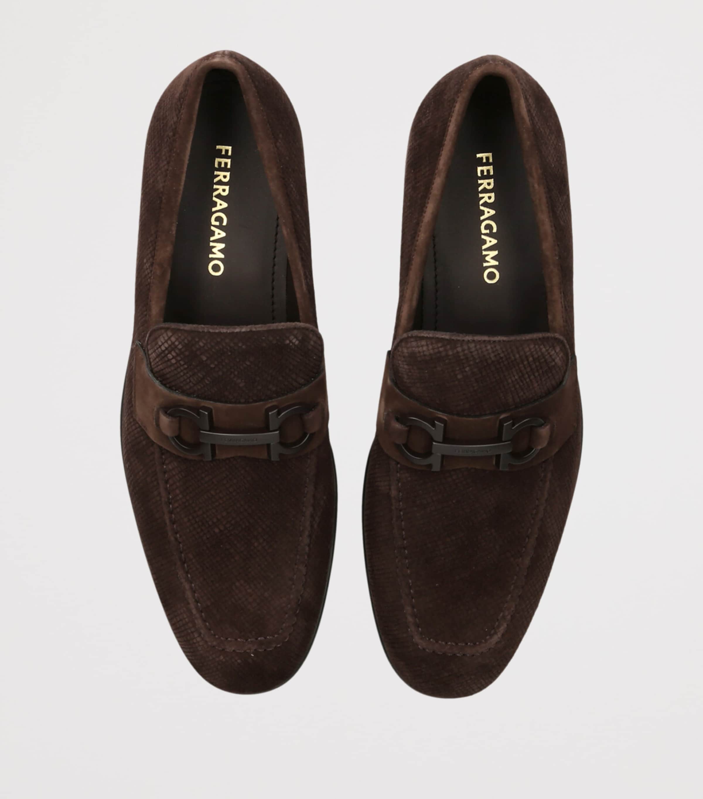Salvatore Ferragamo Textured Suede Loafers Dark Brown Image 4