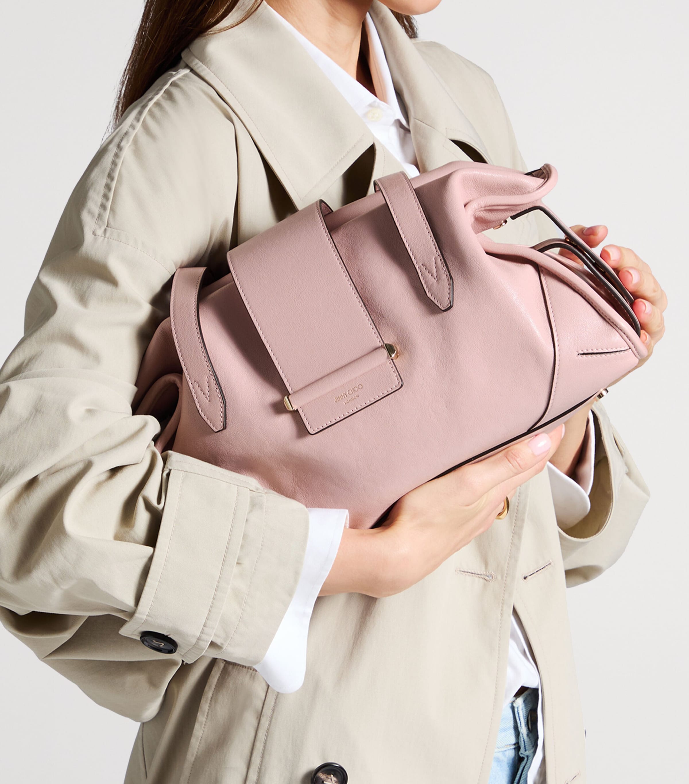 Jimmy Choo Pink Medium Leather Bar Holdall Bag | Harrods US
