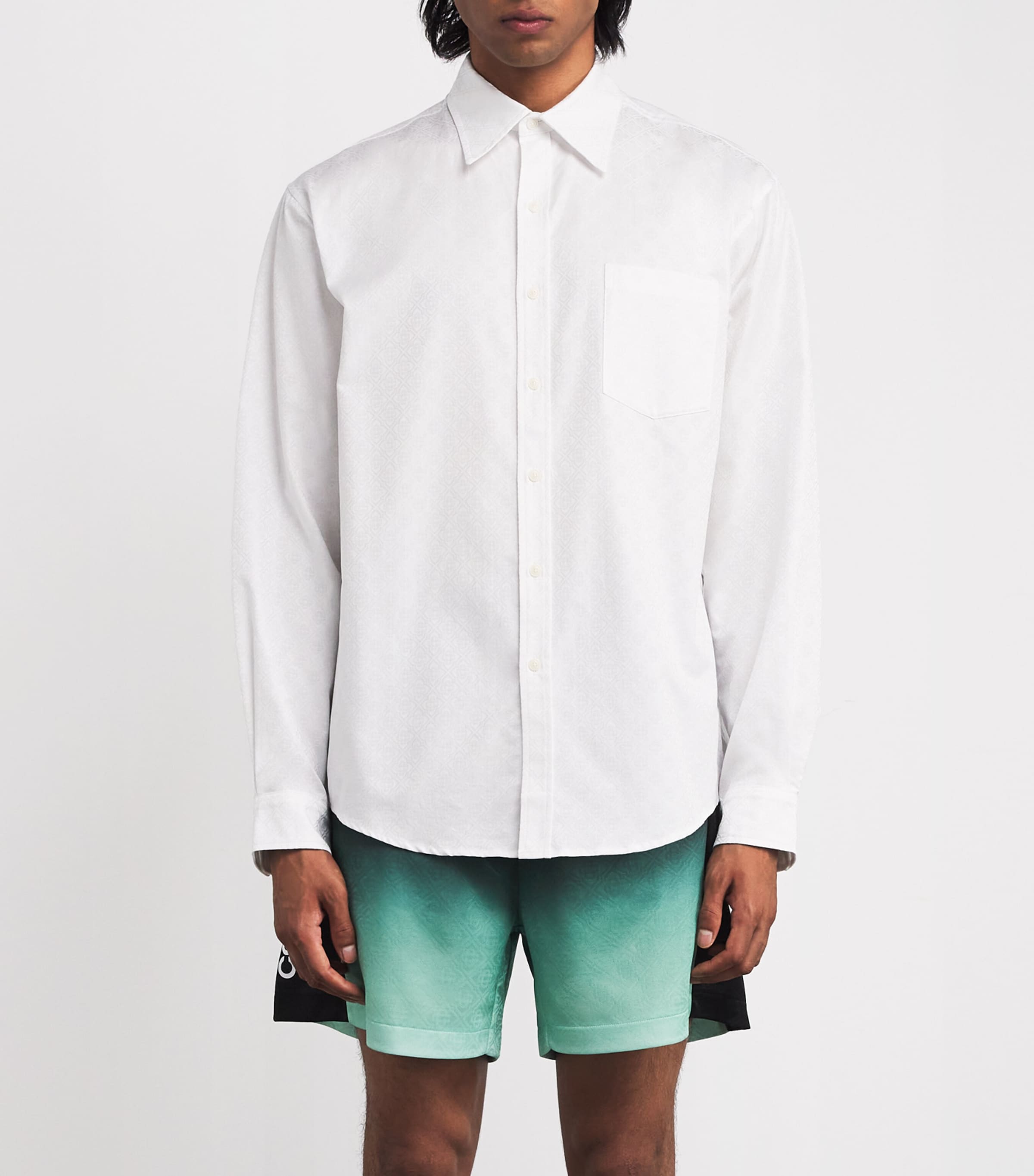 Casablanca Mens Cotton Monogram Oxford Shirt White Monogram Image 3