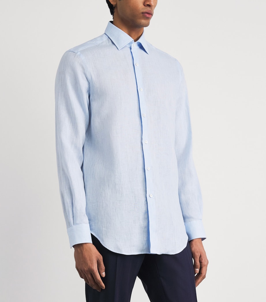 Pal Zileri Mens Linen Shirt Light Blue Image 4
