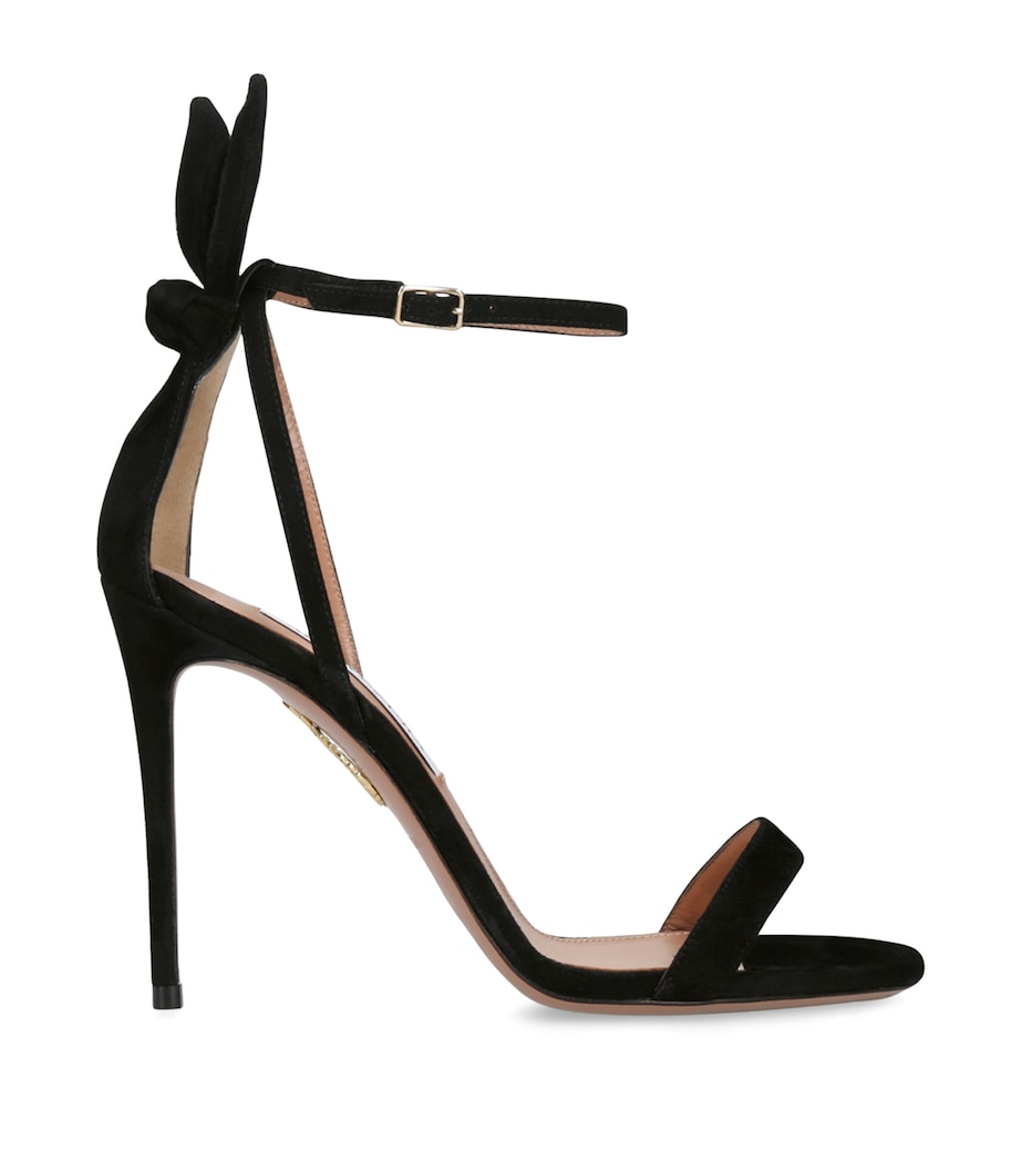 Suede Bow Tie Sandals 105 BLACK Image 1