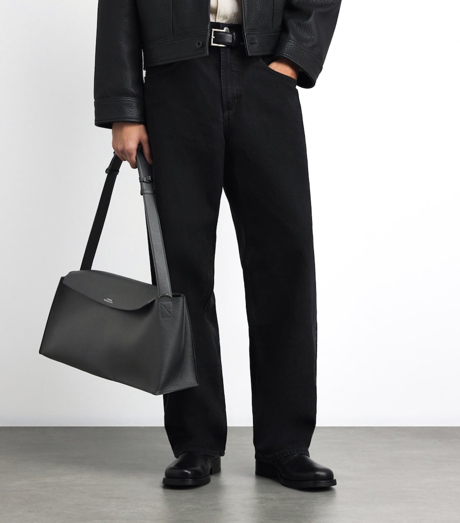 Shiboru Leather Shoulder Bag BLACK Image 5