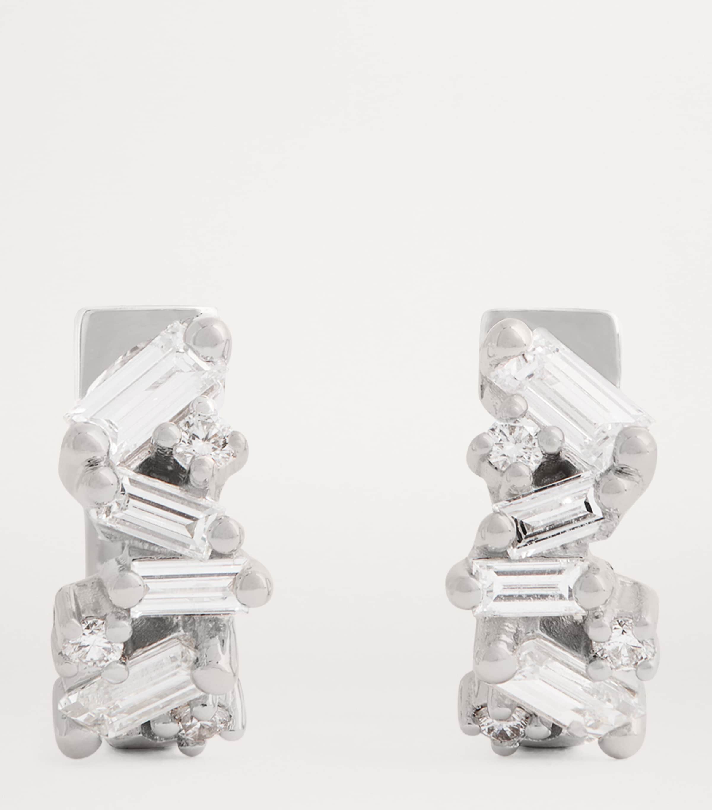 White Gold and Diamond Frenzy Huggie Earrings 18K WG/WD Image 3