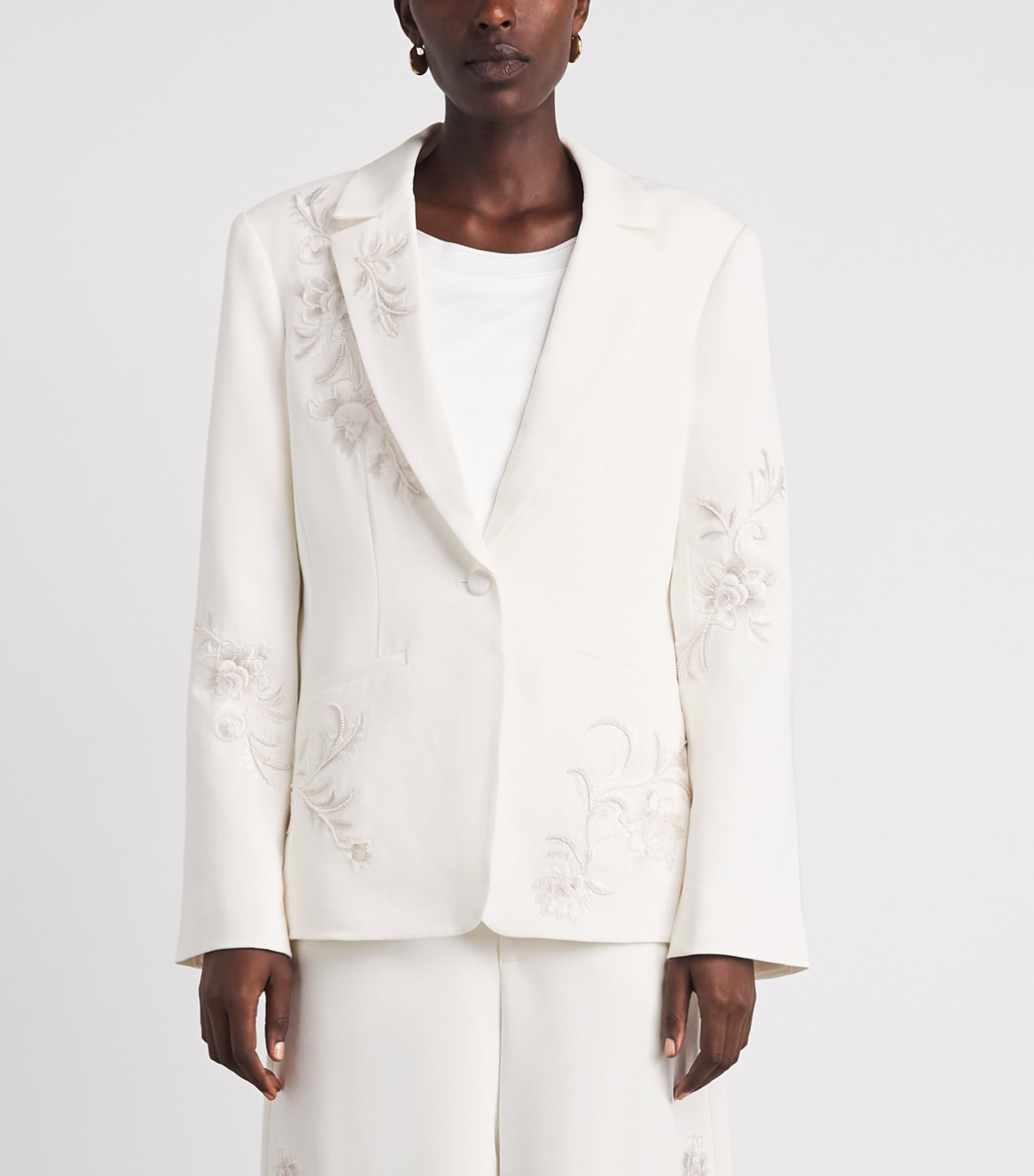 Cinq A Sept Womens Rococo Embroidered Karlie Blazer Ivory/natural Image 4