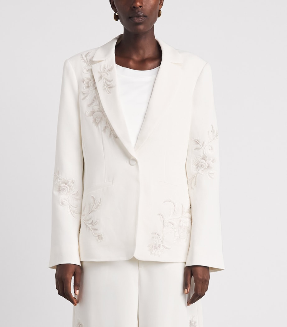 Cinq A Sept Womens Rococo Embroidered Karlie Blazer Ivory/natural Image 4