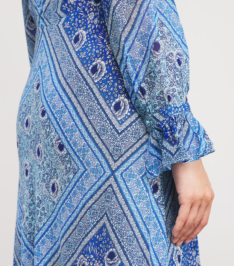 Silk Printed Gracye Midi Dress BOHO SCARF BLUE Image 6
