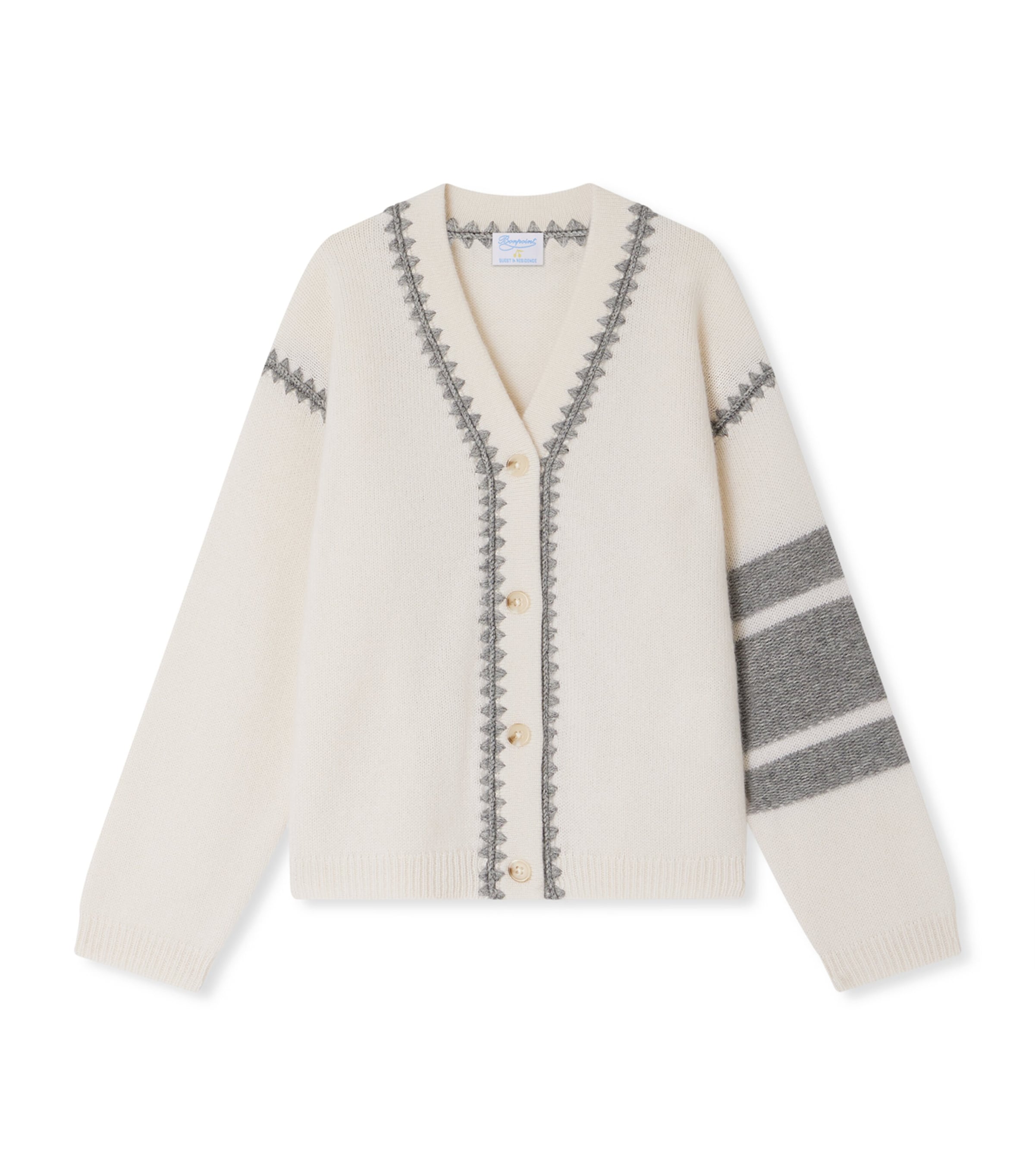 Bonpoint x Guest In Residence Cashmere Lyndon Cardigan (4-8 Years) Ra Blanc Lait Image 1