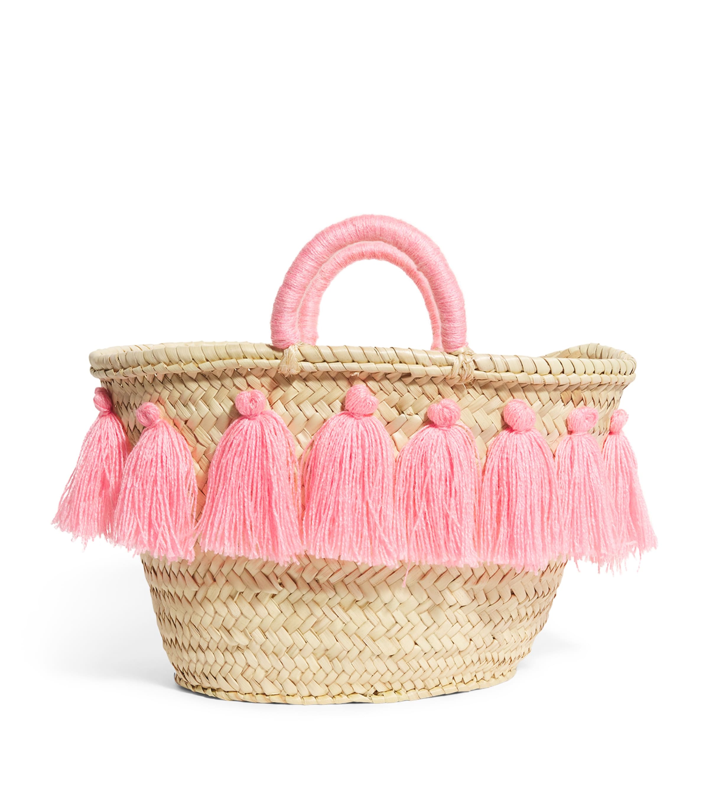 Bonita Medium Tassle Basket Bag In Beige