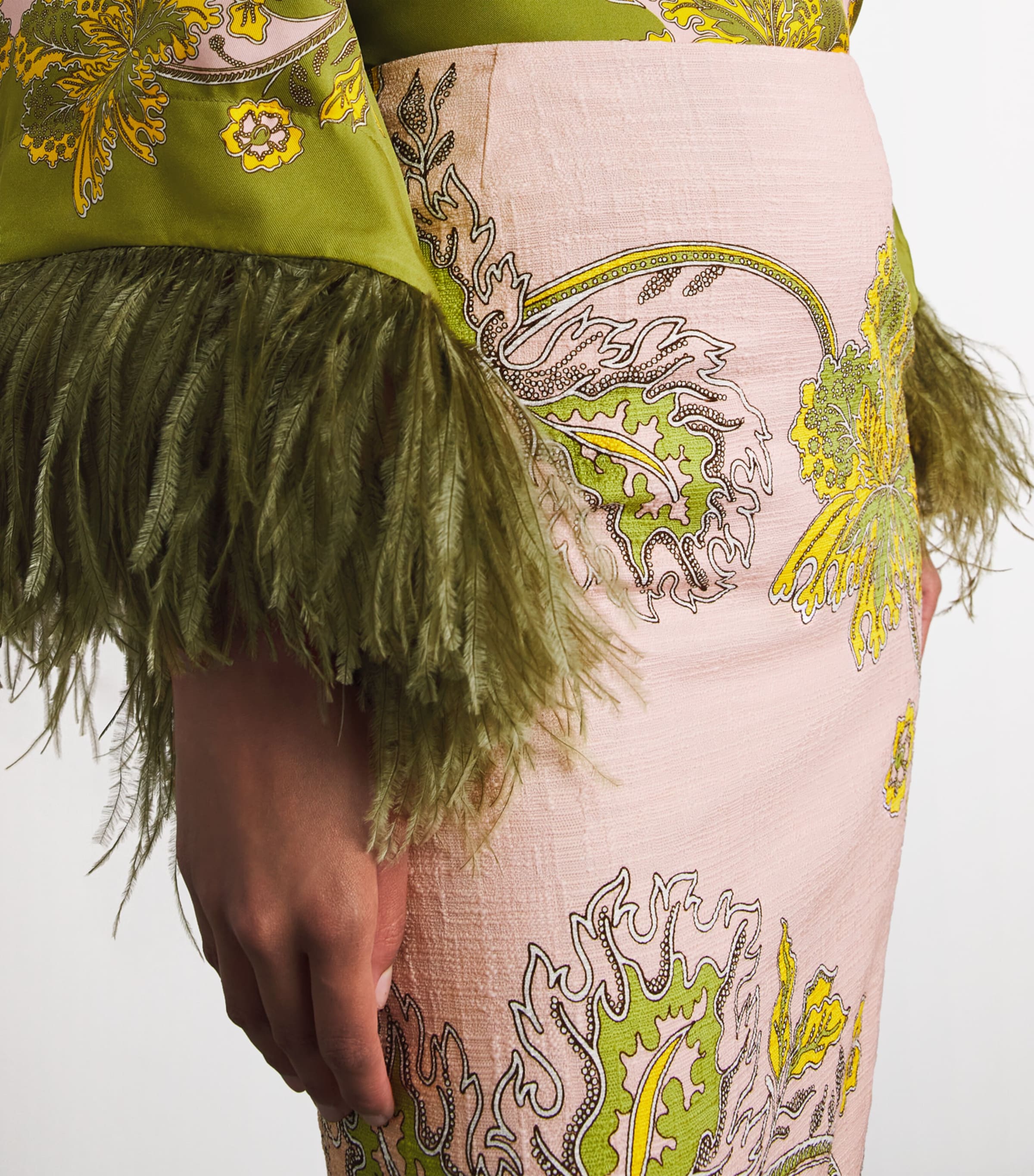 La Doublej Womens Stretch-Cotton Floral Midi Skirt Swathe Placée Image 3