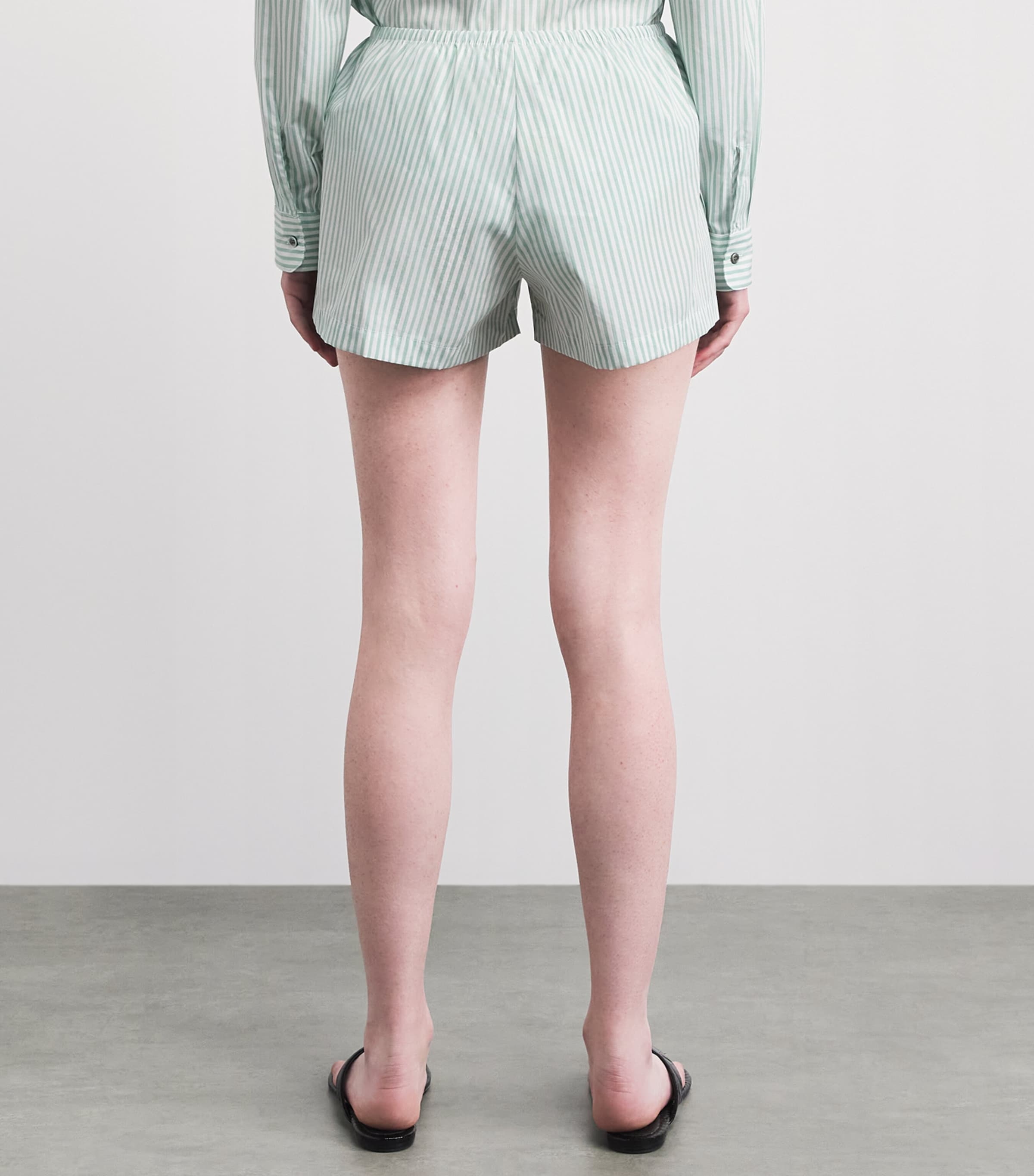 LESET Womens Cotton-Blend Stripe Yoshi Shorts Vert Stripe Image 5