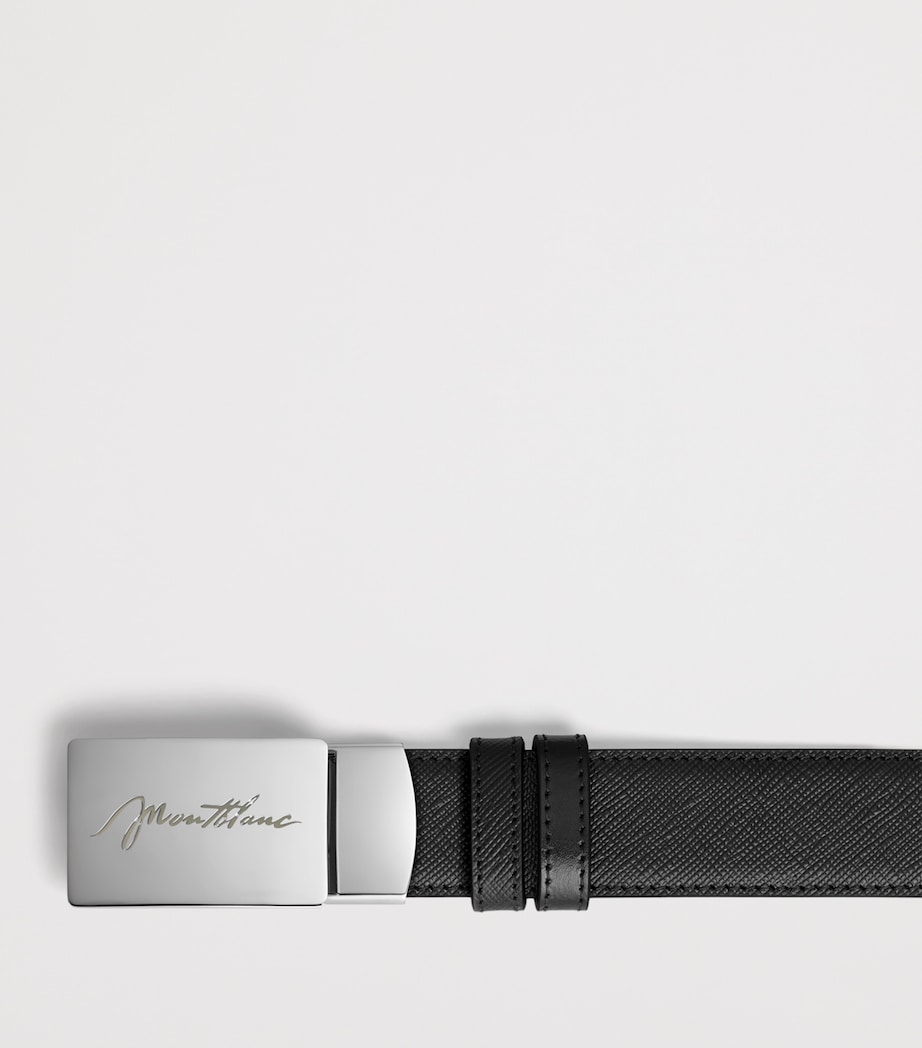Montblanc Grained Leather Cursive Logo Belt Black/black Image 2