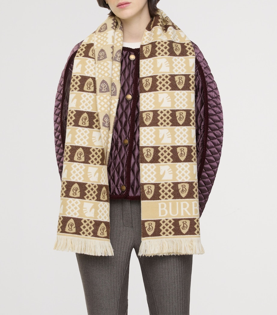 Wool Fair Isle Scarf SAND/TREACLE BROWN Image 4