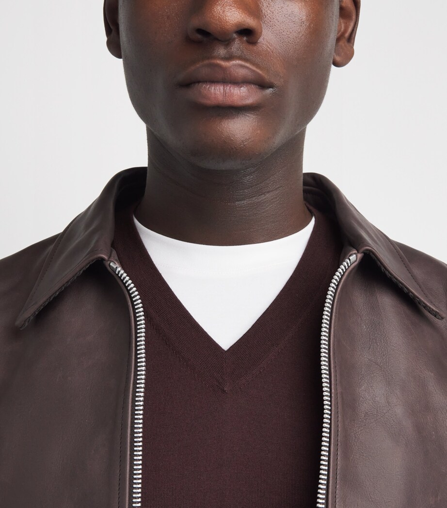 Falke Mens Ultrafine Merino Wool V-Neck Sweater Dark Choco Image 3