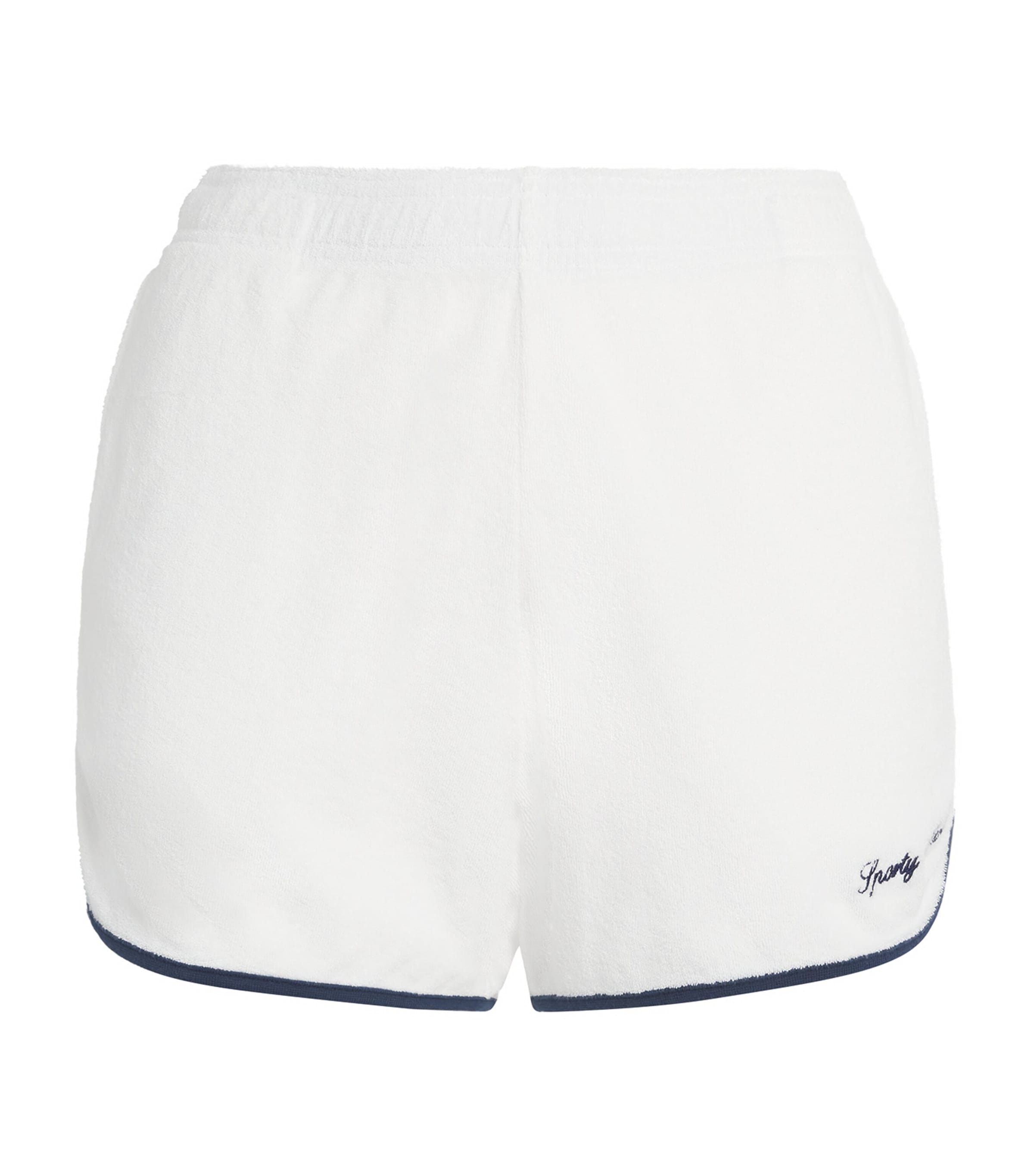 Sporty And Rich Sporty & Rich Terry Cotton Signature Logo Shorts In White