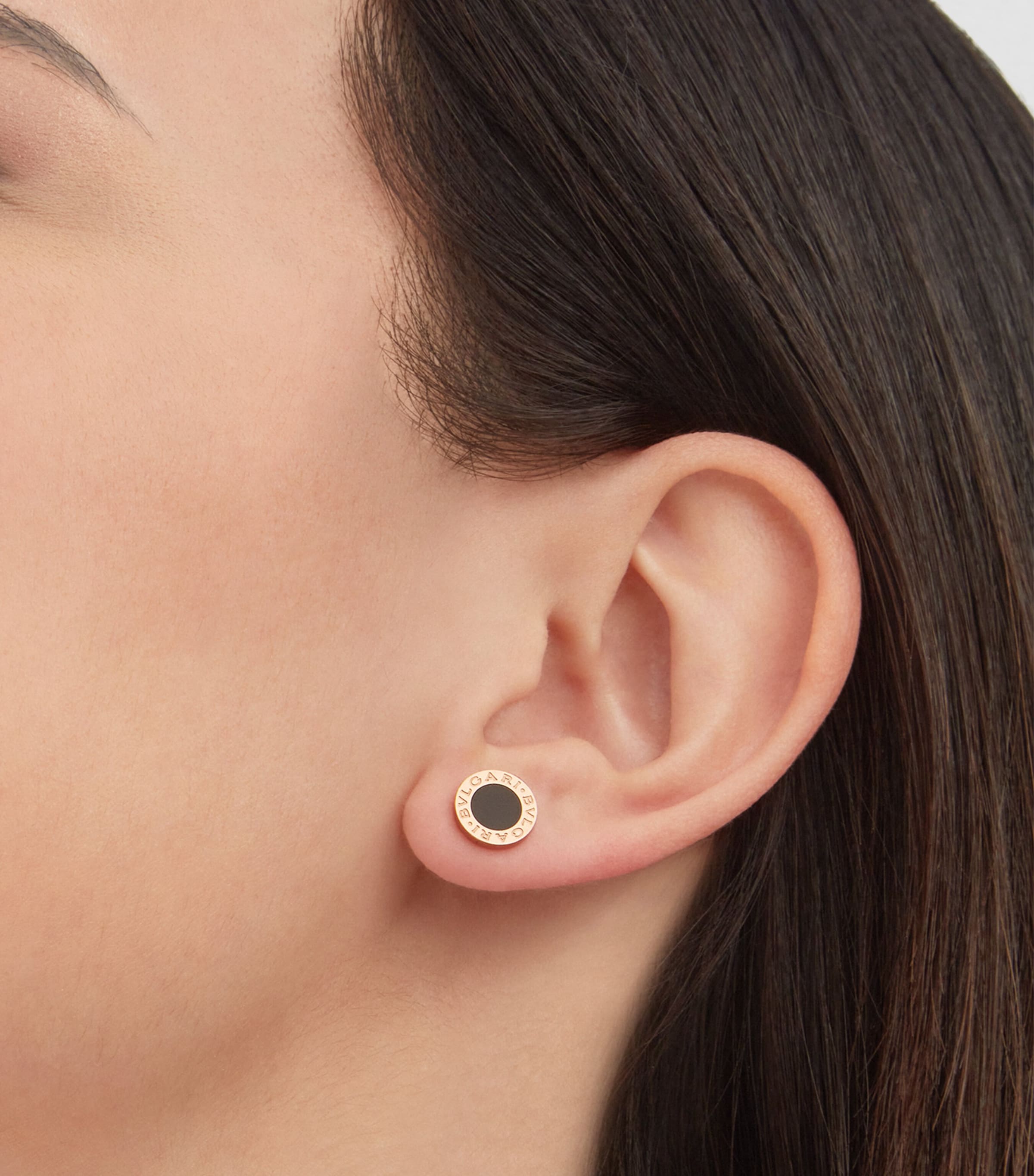 Rose Gold and Onyx BVLGARI BVLGARI Single Stud Earring PINK GOLD Image 3