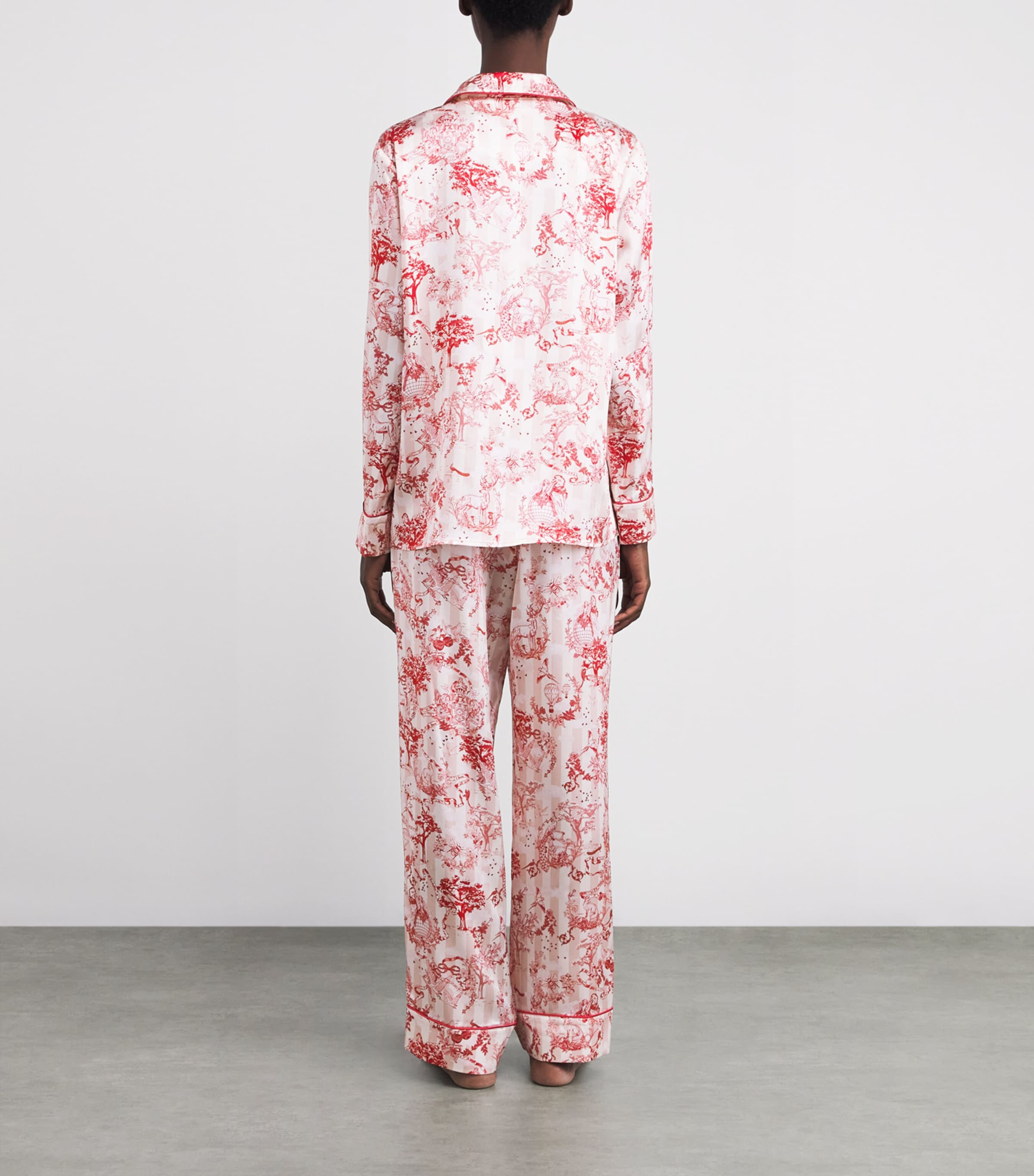 Harrods Womens Silk Toile Pyjama Set Pink Image 3