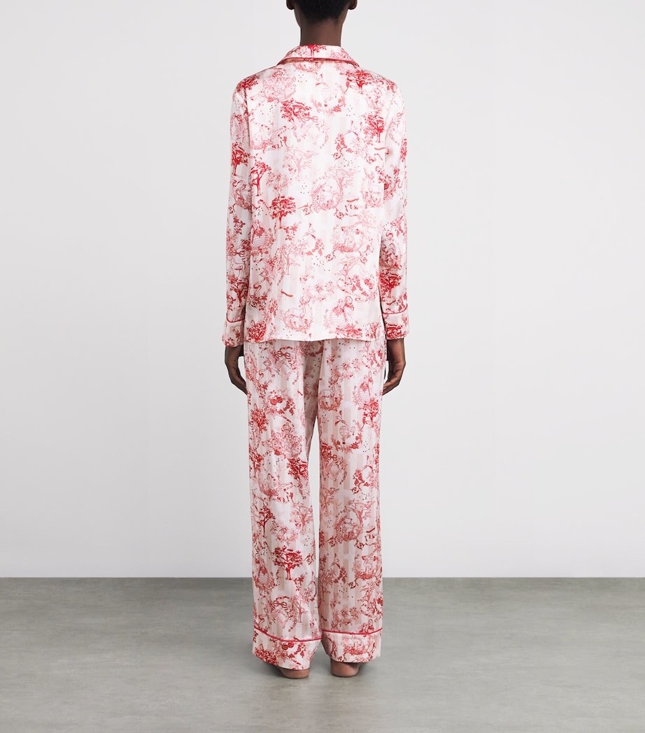 Harrods Womens Silk Toile Pyjama Set Pink Image 3