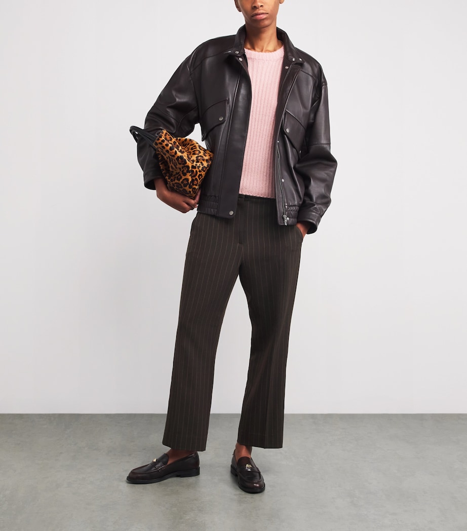 Pinstripe Cropped Slim Trousers CHOCOLATE / CARAMEL Image 2