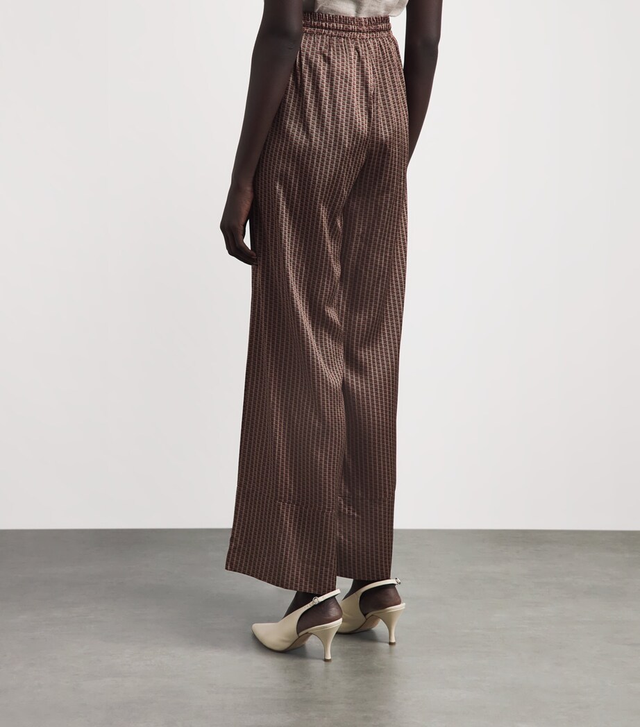 Laura Pitharas Womens Silk Printed Drawstring Trousers Choclate Lp Sqr Prnt Image 5