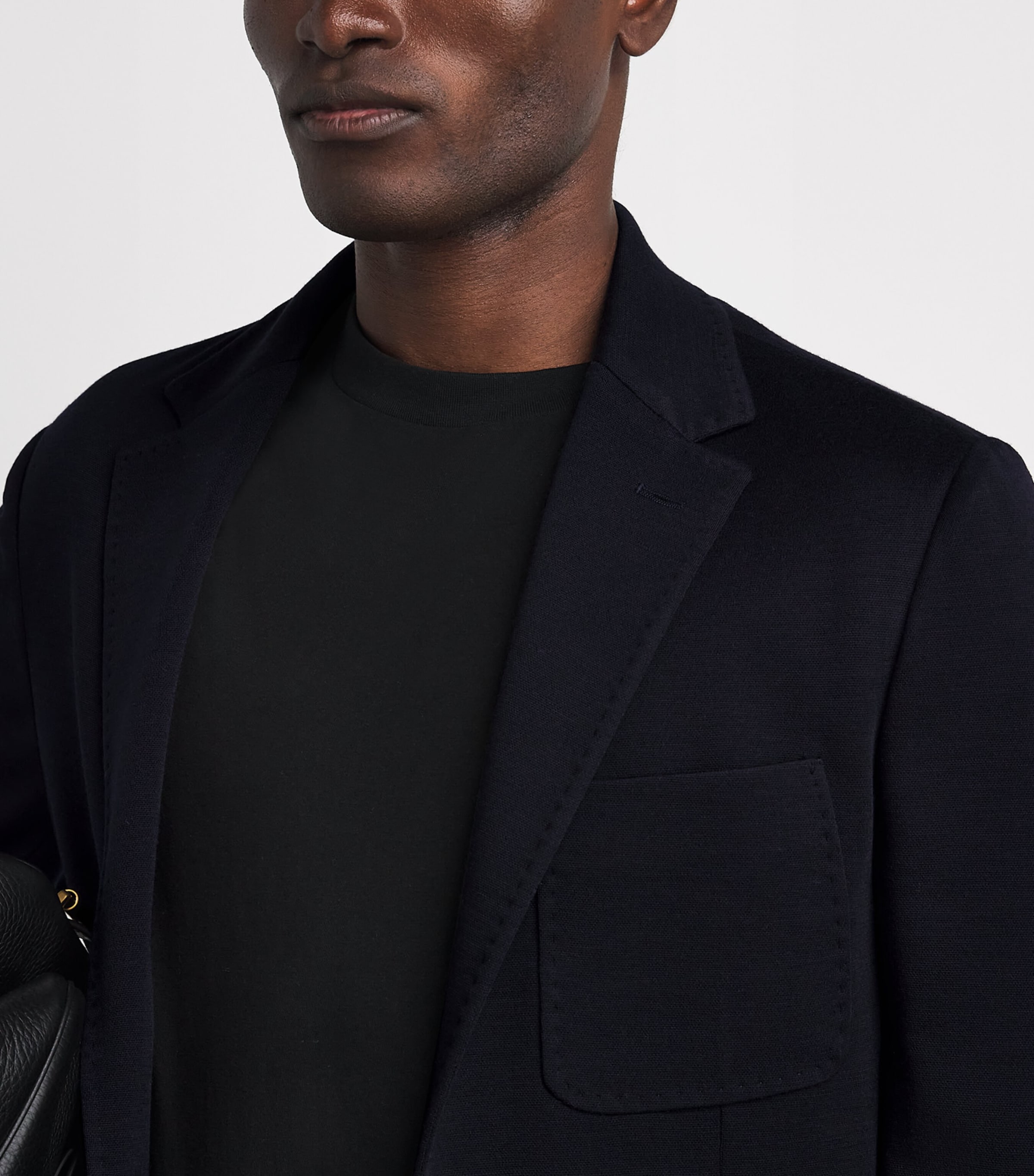 Canali Mens Wool Jersey Knit Blazer Navy Image 3