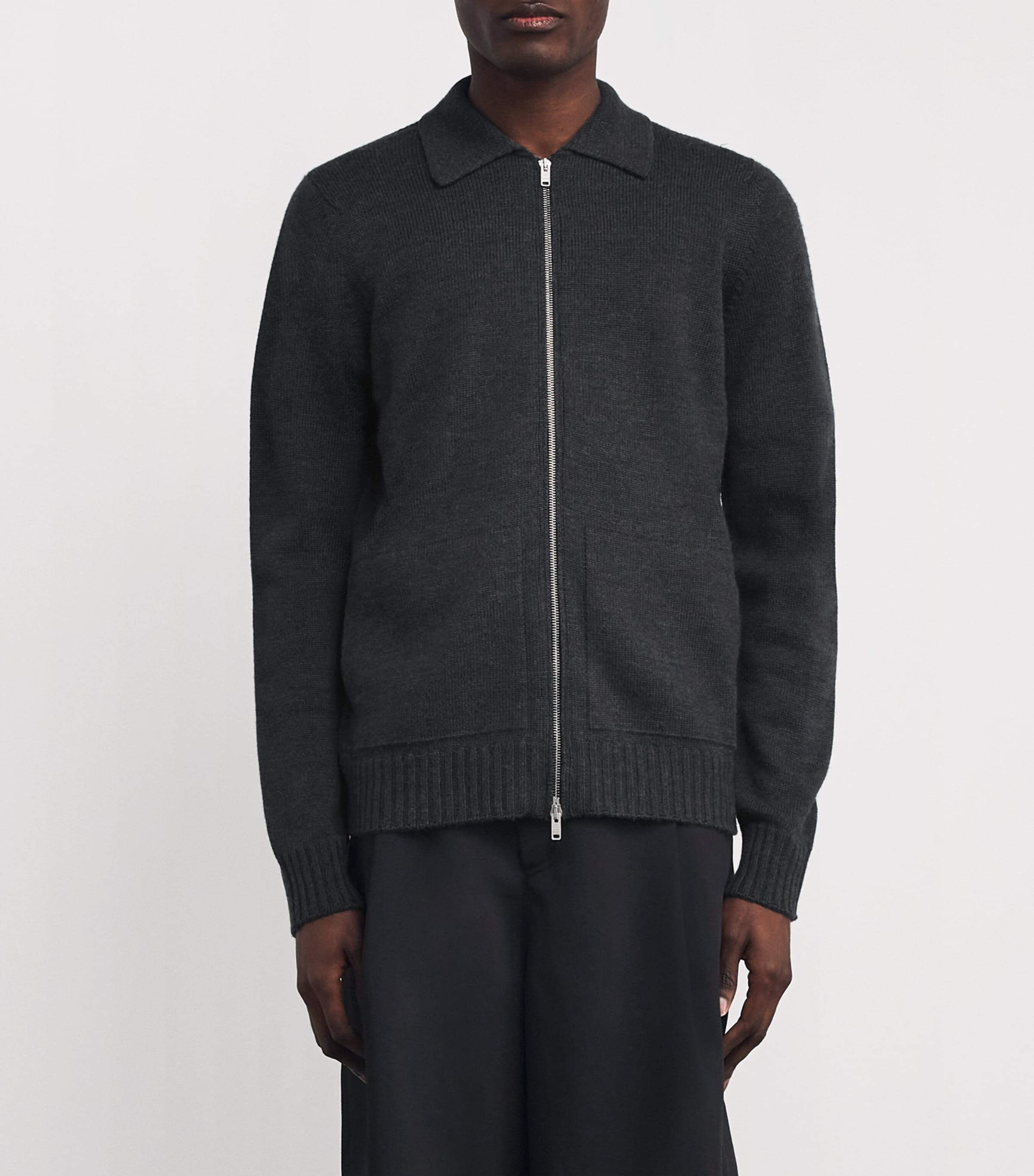 トップス JOHN SMEDLEY \"MERINO WOOL\" cardigan John Smedley - Ribbed Recycled-Cashmere and Merino Wool-Bland Zip