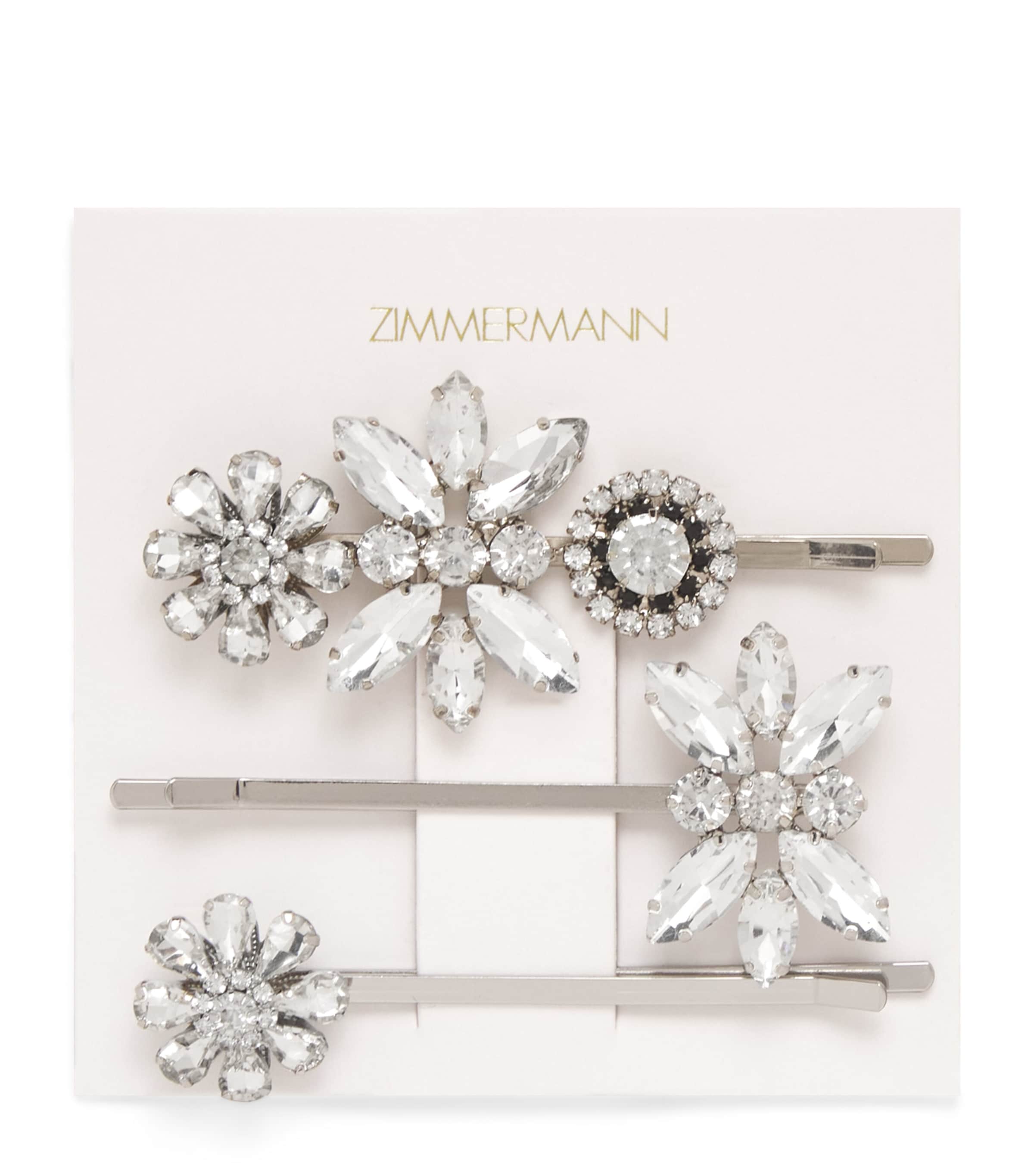 Zimmermann Embellished Crystal Hair Slides In Silver