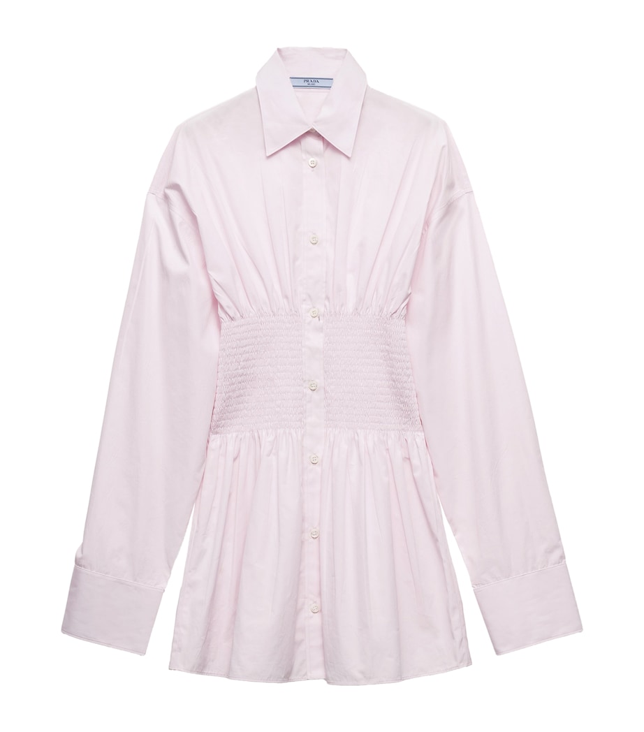 Poplin Smocked-Waist Shirt Dress F0442 Image 1