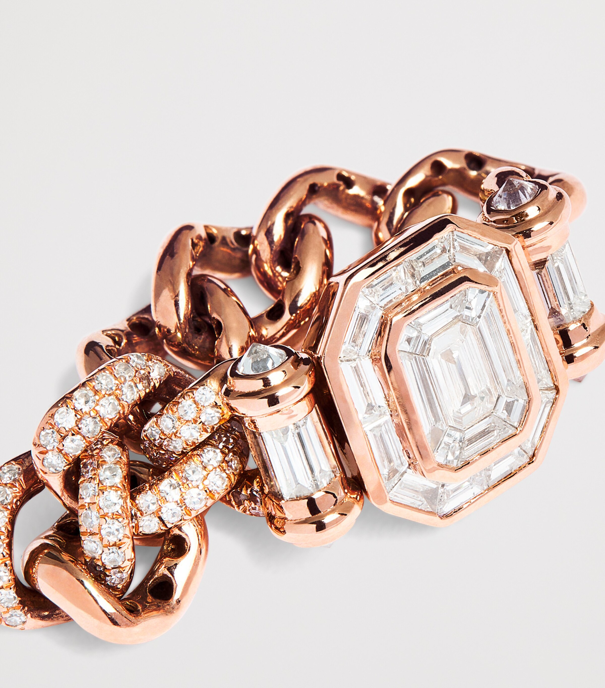 Rose Gold and Diamond Pavé Link Ring ROSE GOLD Image 6