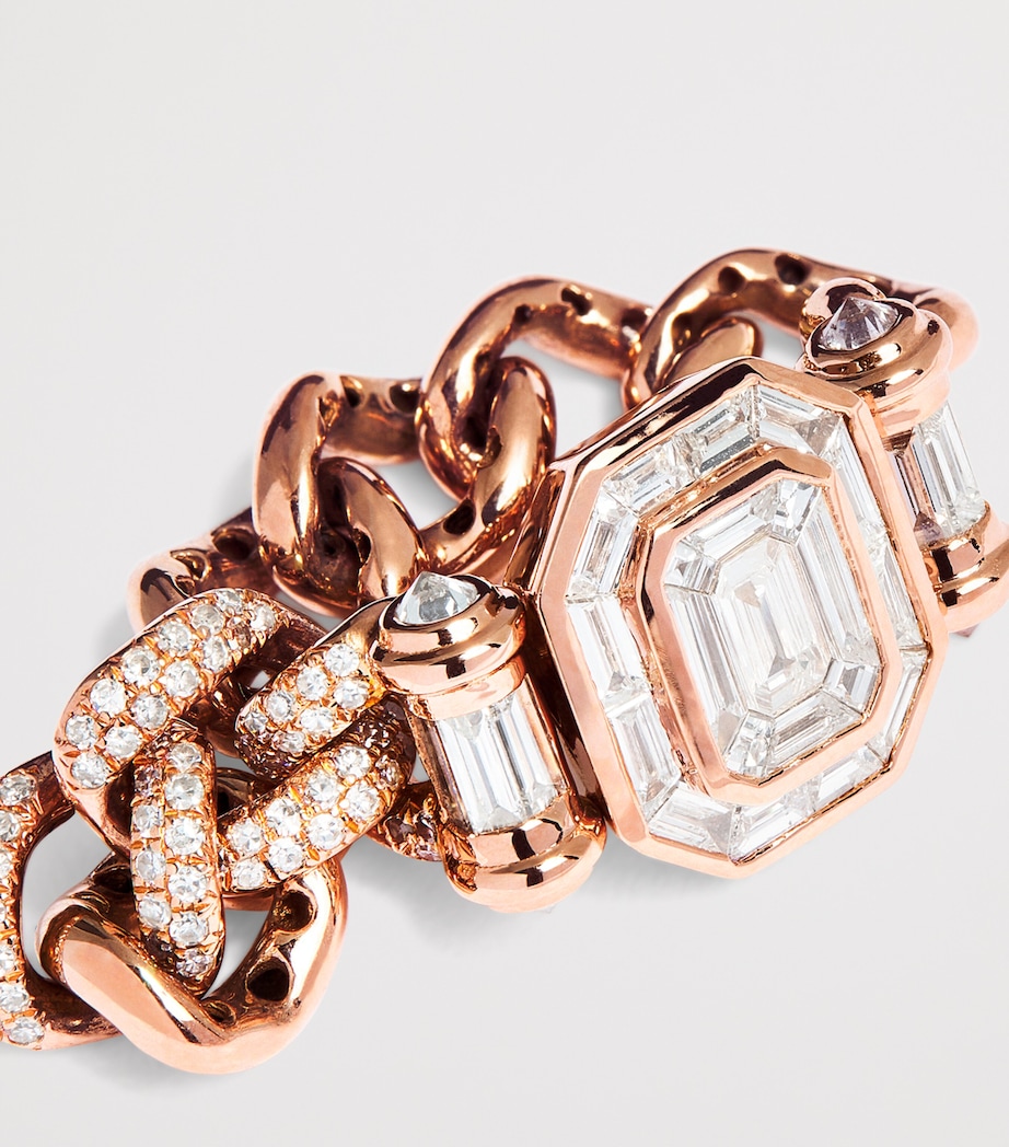 Rose Gold and Diamond Pavé Link Ring ROSE GOLD Image 6