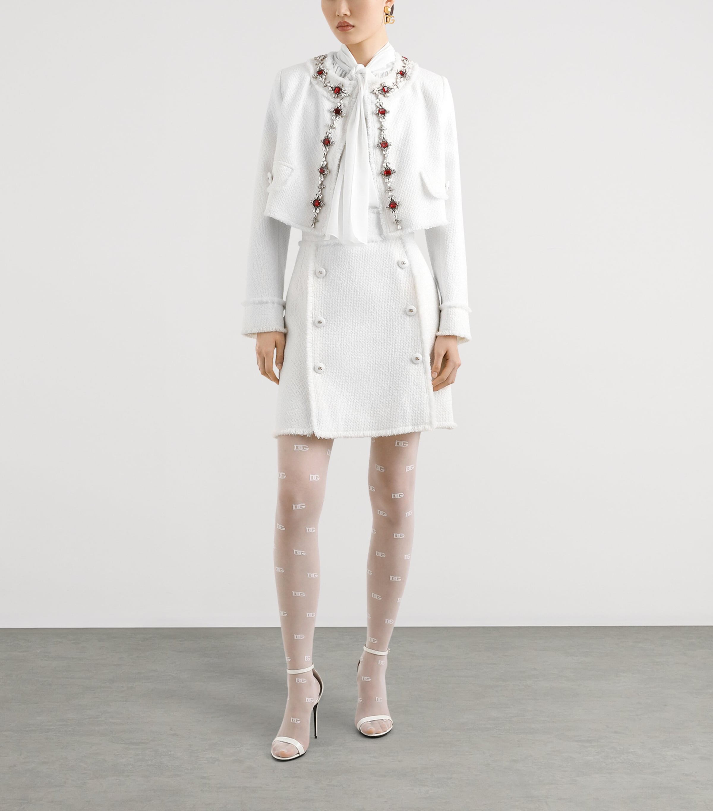 Tweed Mini Skirt VERY LIGHT CREAM Image 2