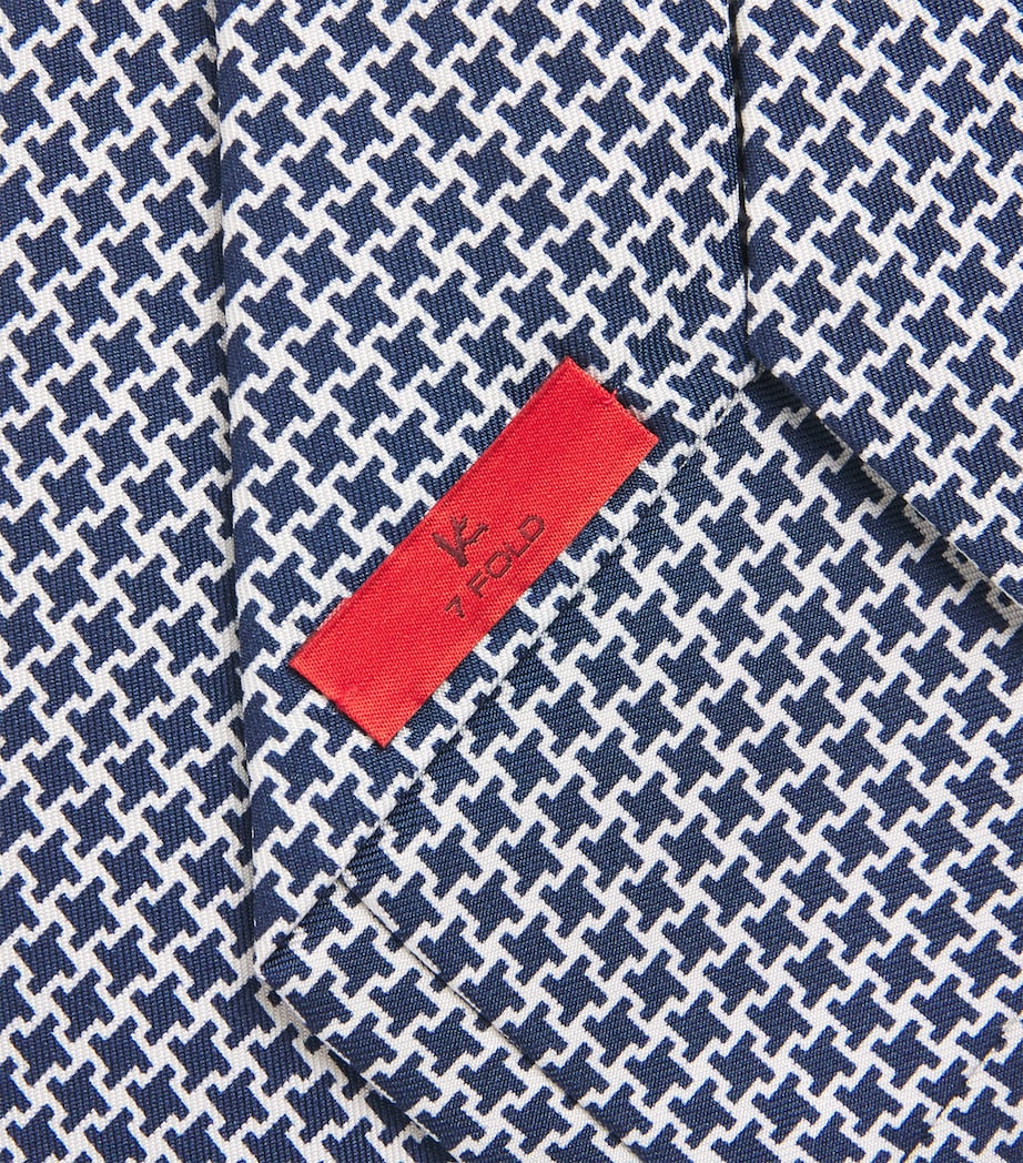 Isaia Silk Houndstooth Jacquard Tie Image 3