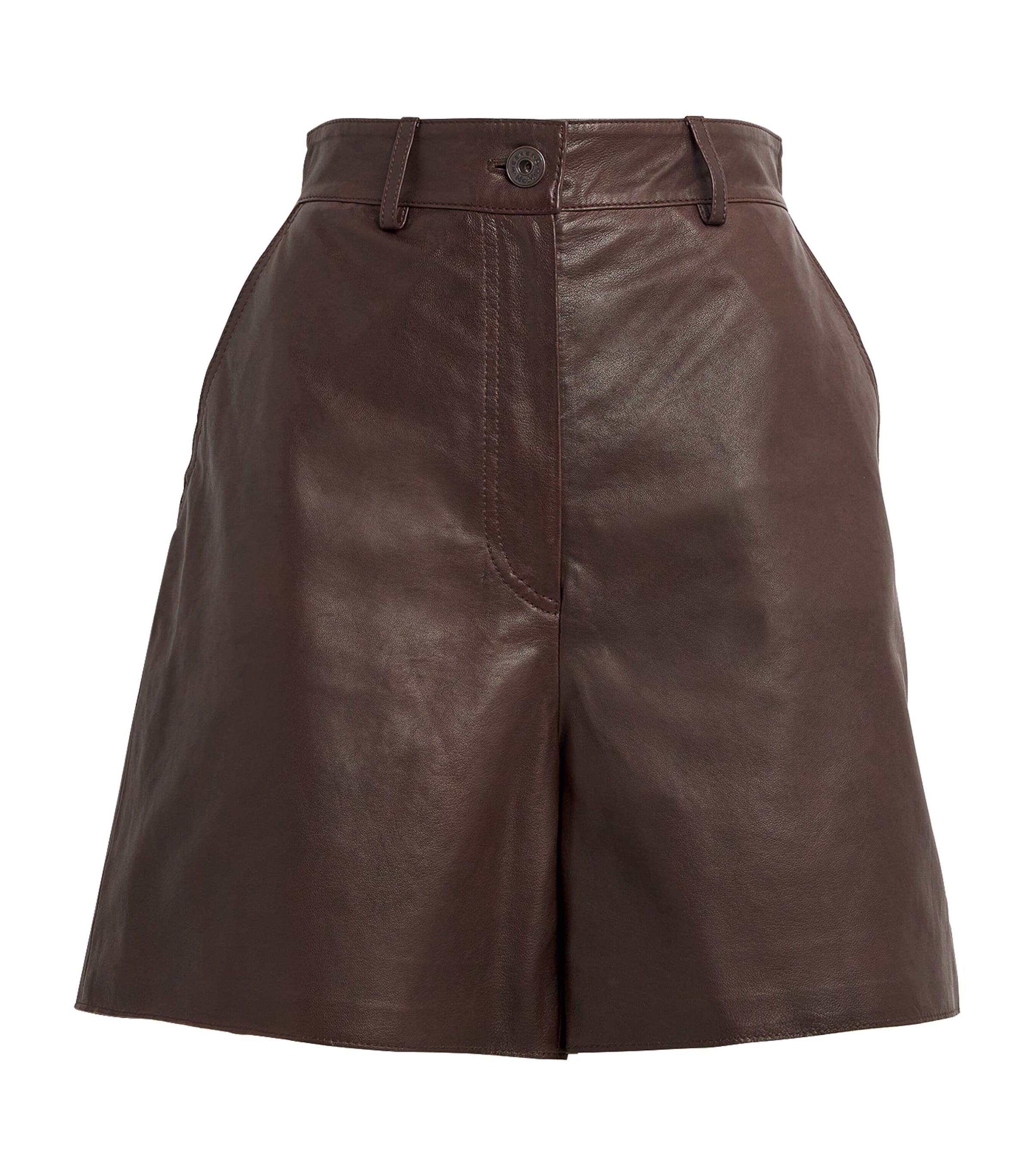 Shop Weekend Max Mara Lambskin Shorts In Brown