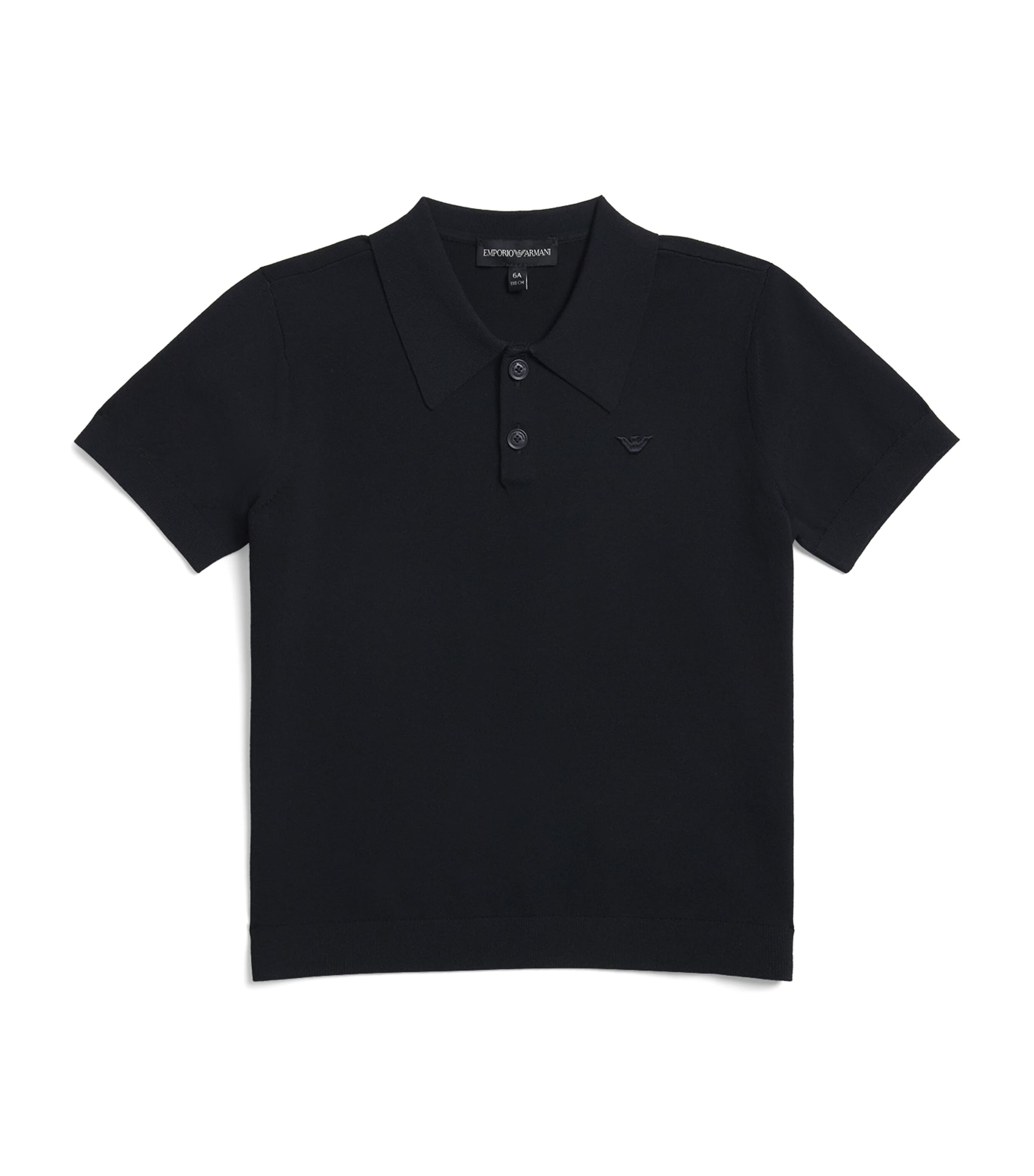 Emporio Armani Knitted Logo Polo Shirt In Black