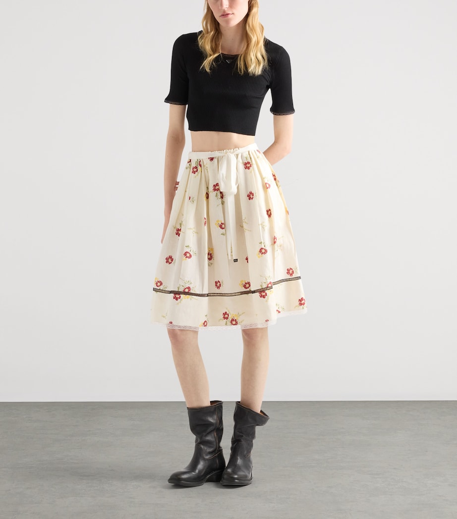 Prada Womens Cotton Short-Sleeve Crop Top Black Image 2