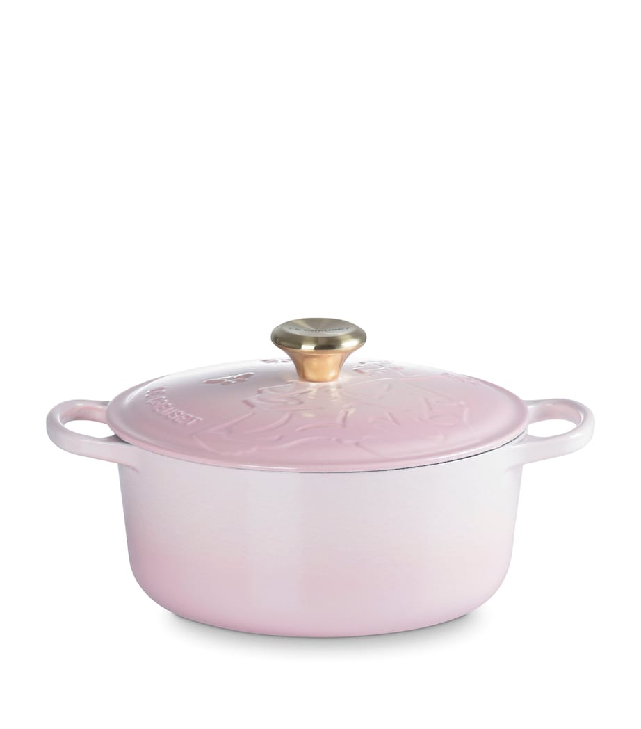 Cast Iron Glinda Embossed Casserole Dish (24cm) PINK Image 2