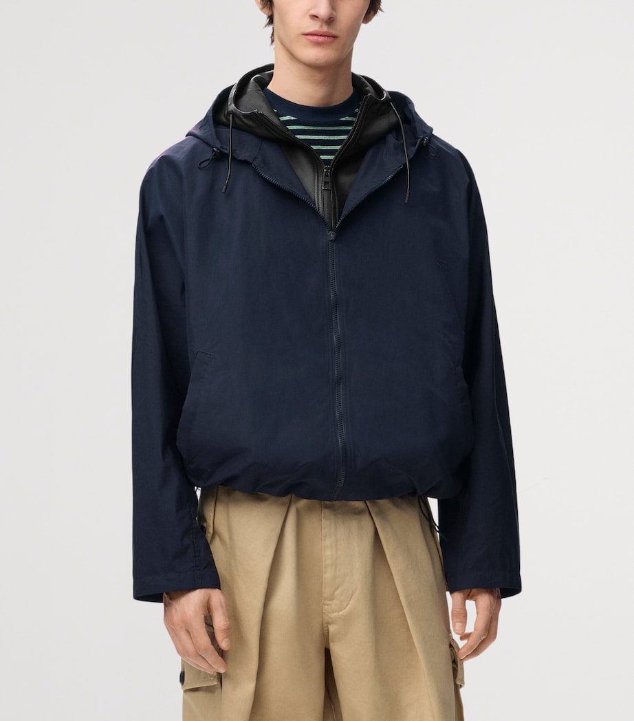 LOEWE Mens Layered-Neck Hooded Jacket Navy/black Image 3