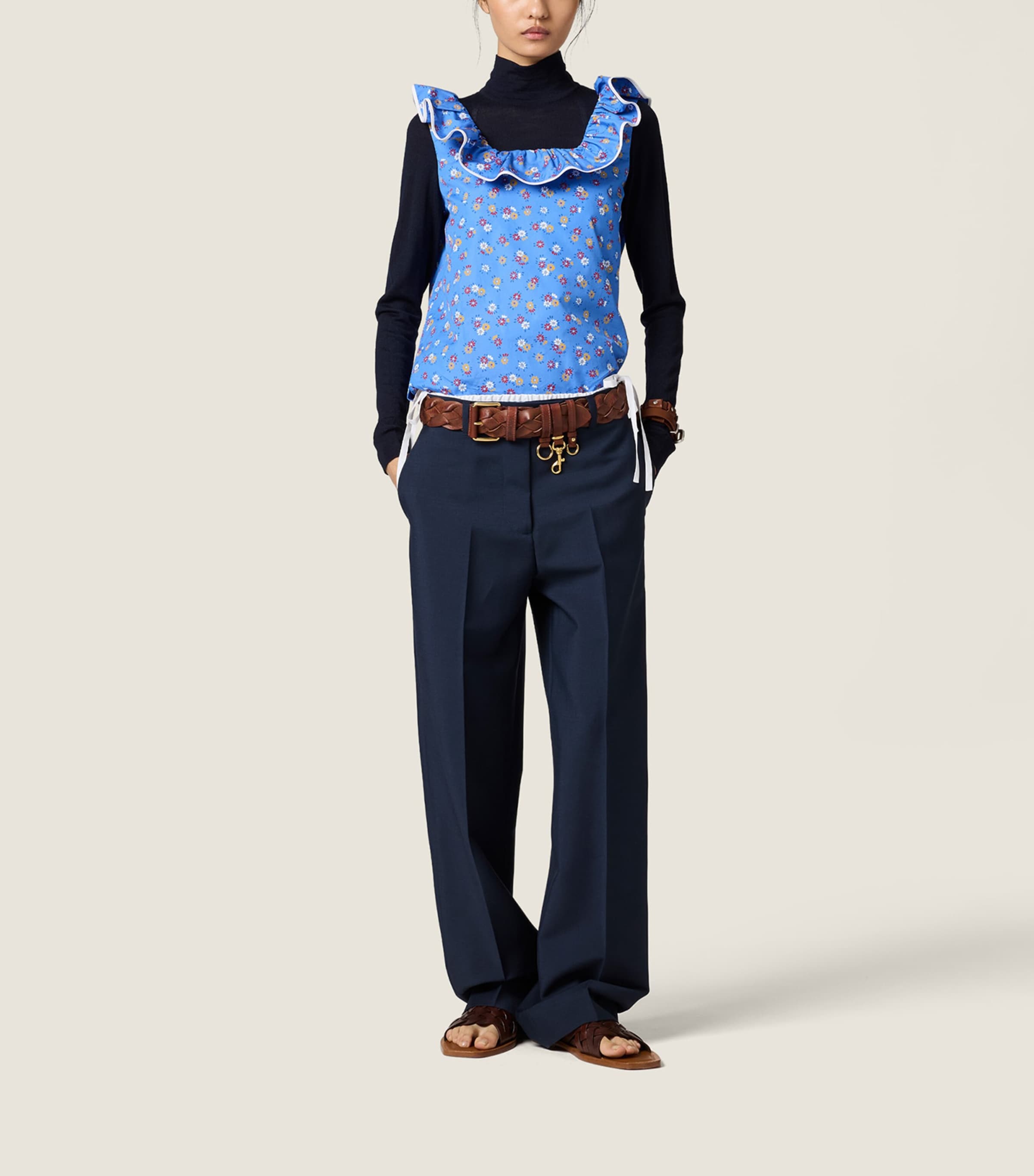 Miu Miu Womens Mohair-Wool Tailored Trousers Blue Image 2