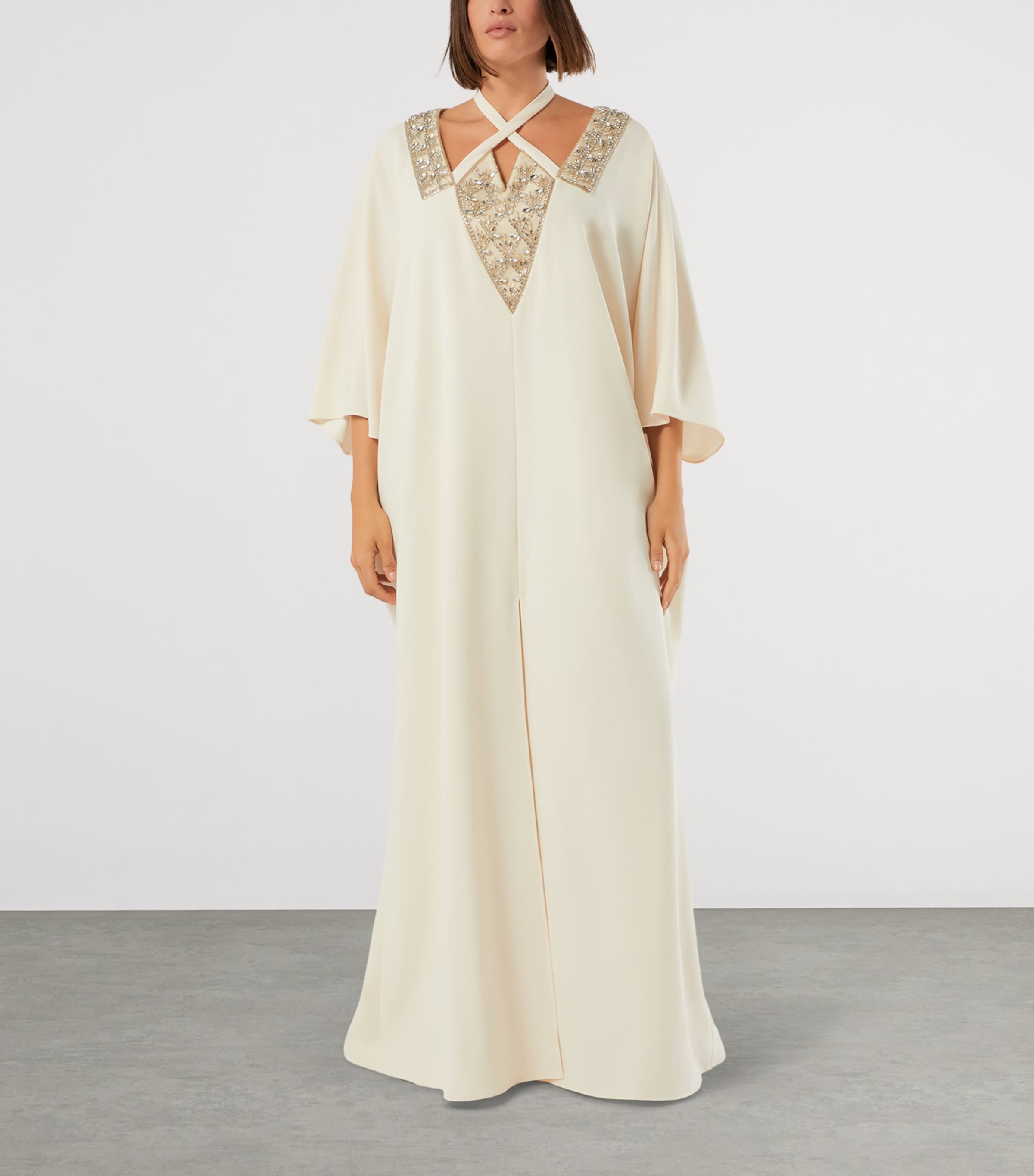 Marina Rinaldi Womens Embellished Halterneck Maxi Dress Champagne Image 3