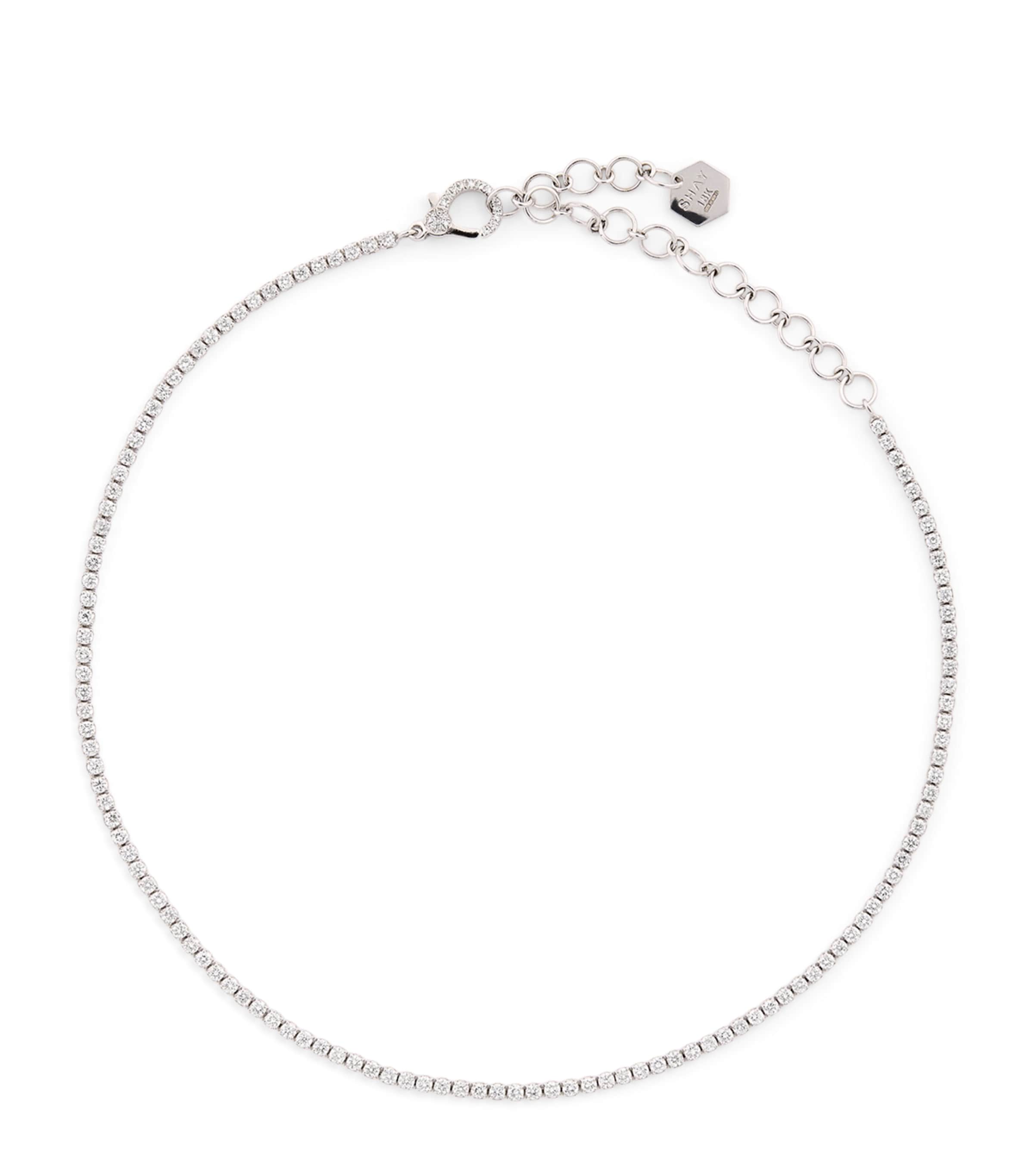White Gold and Diamond Threads Tennis Choker WHITE GOLD Image 1
