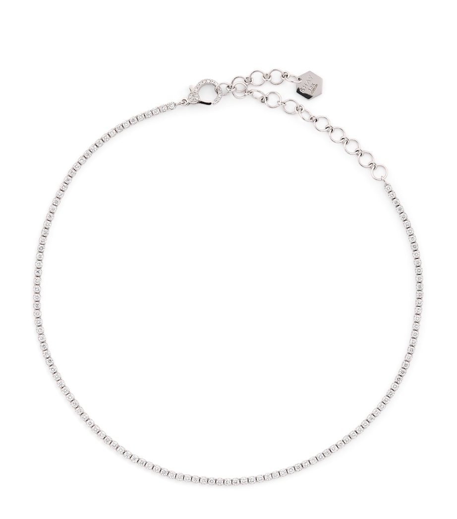 White Gold and Diamond Threads Tennis Choker WHITE GOLD Image 1