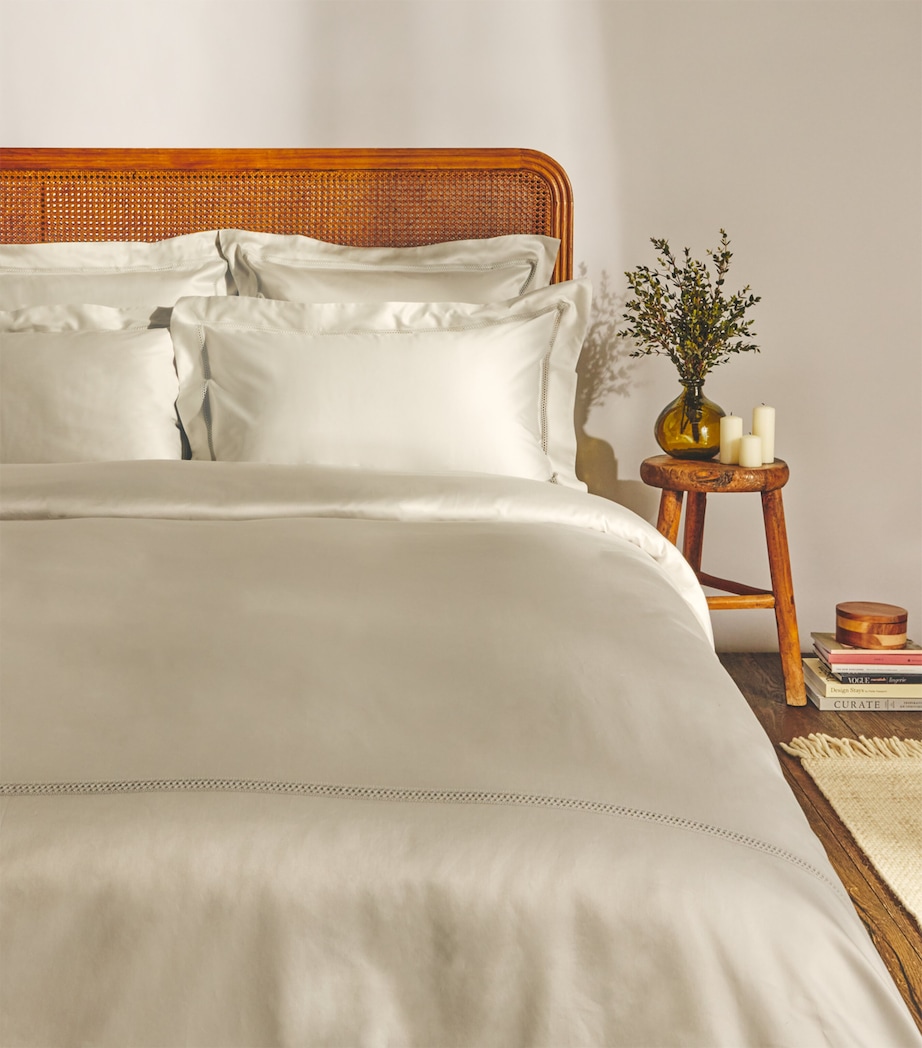 Supima Cotton Wilton Super King Duvet Cover Set (260cm x 220cm) GREY Image 1