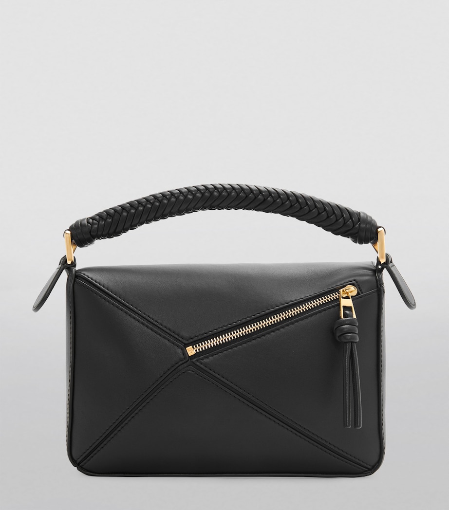 Small Leather Puzzle Top-Handle Bag BLACK Image 4