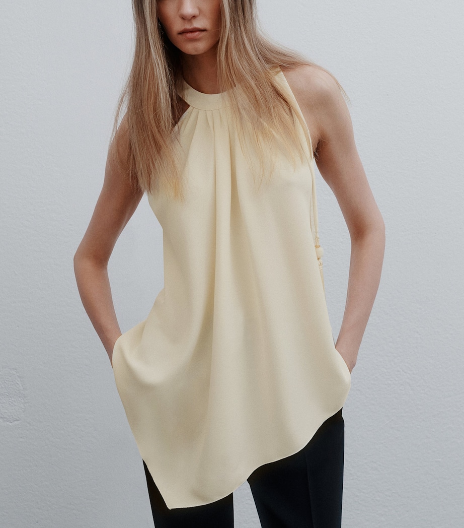 Marella Womens Satin Asymmetrical Top Wool White Image 4