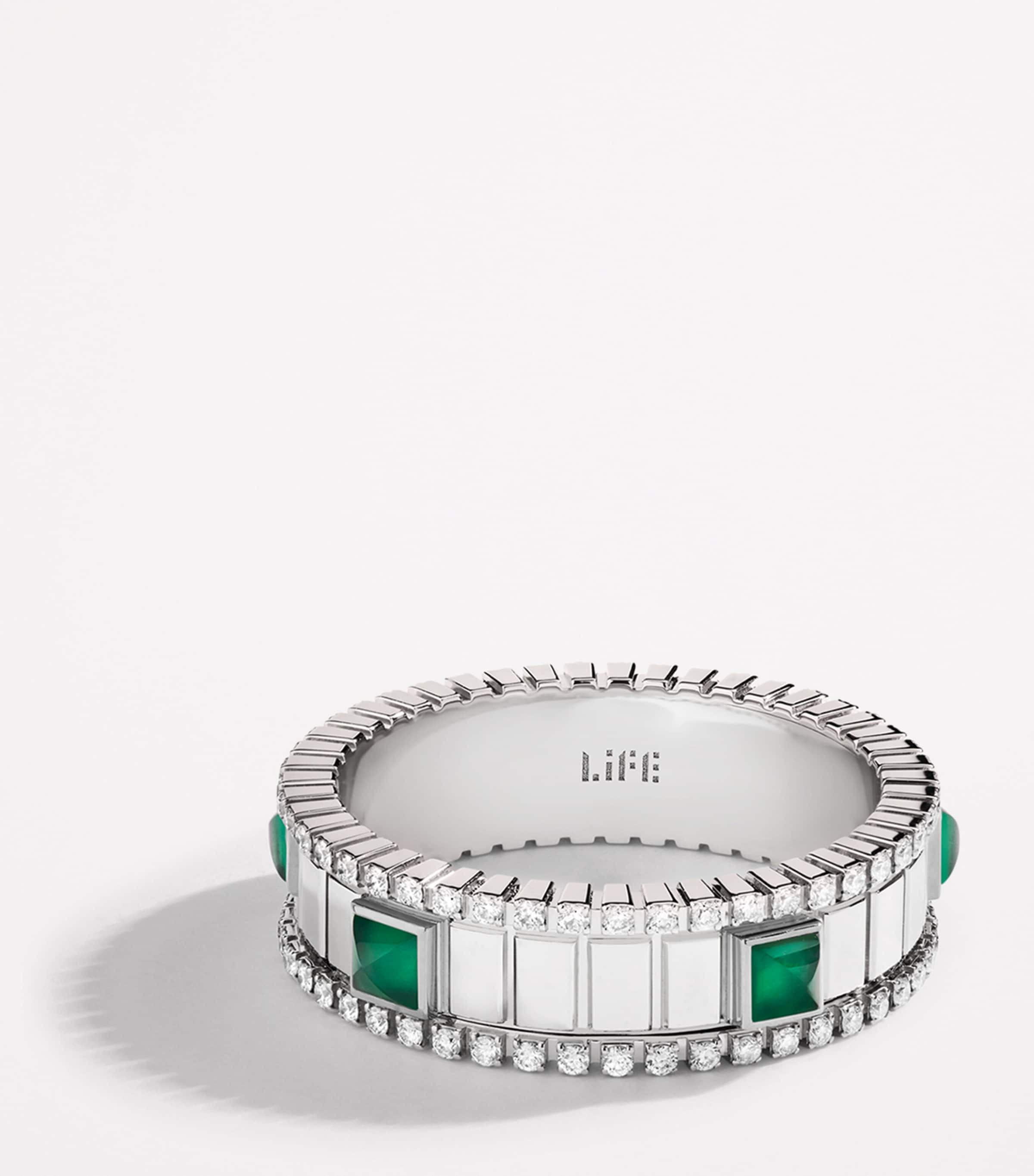 White Gold, Diamond and Agate Life Spinning Ring WHITE GOLD Image 3