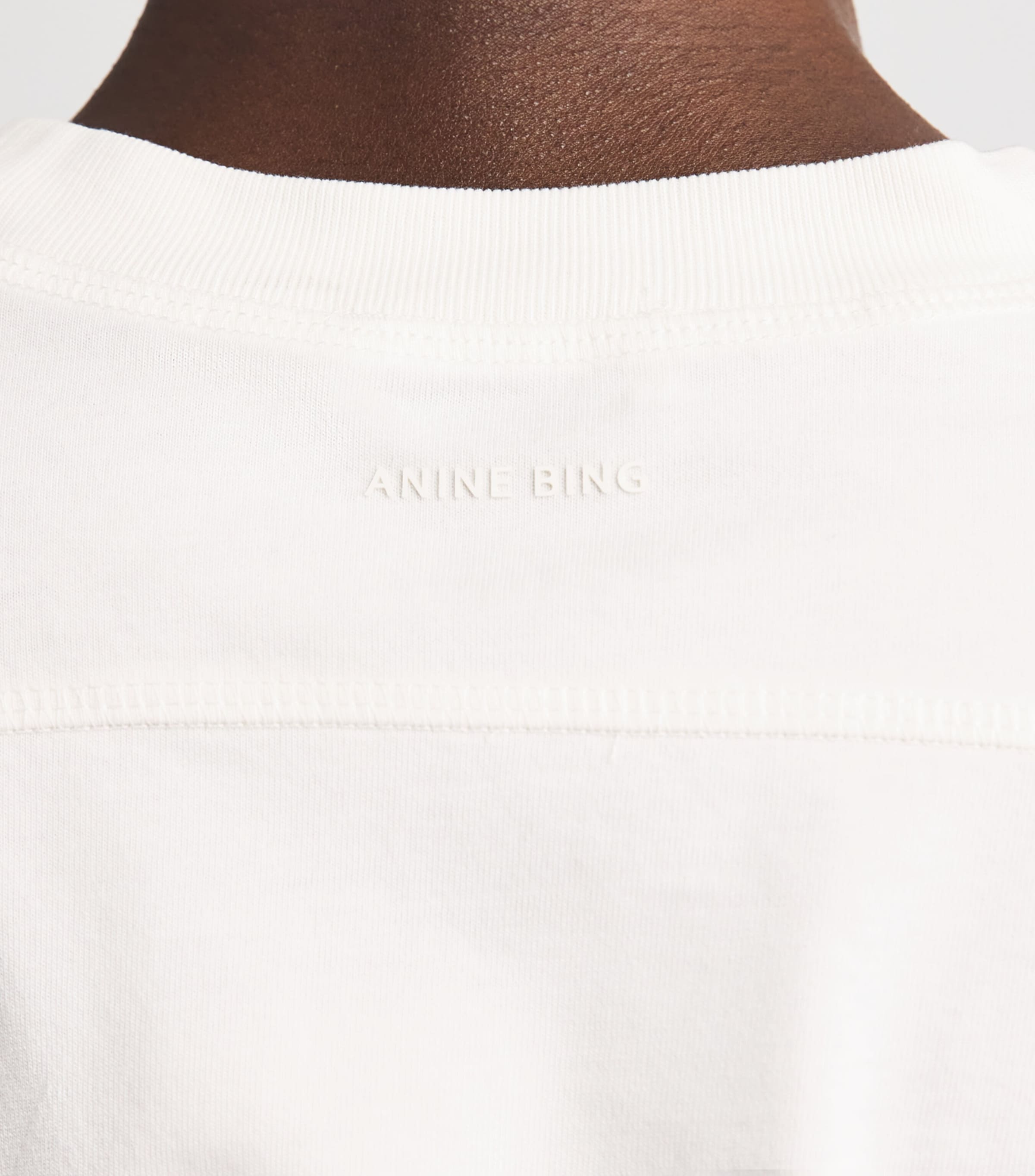 ANINE BING Womens Cotton Collegiate Jaylin T-Shirt Ecru Image 3