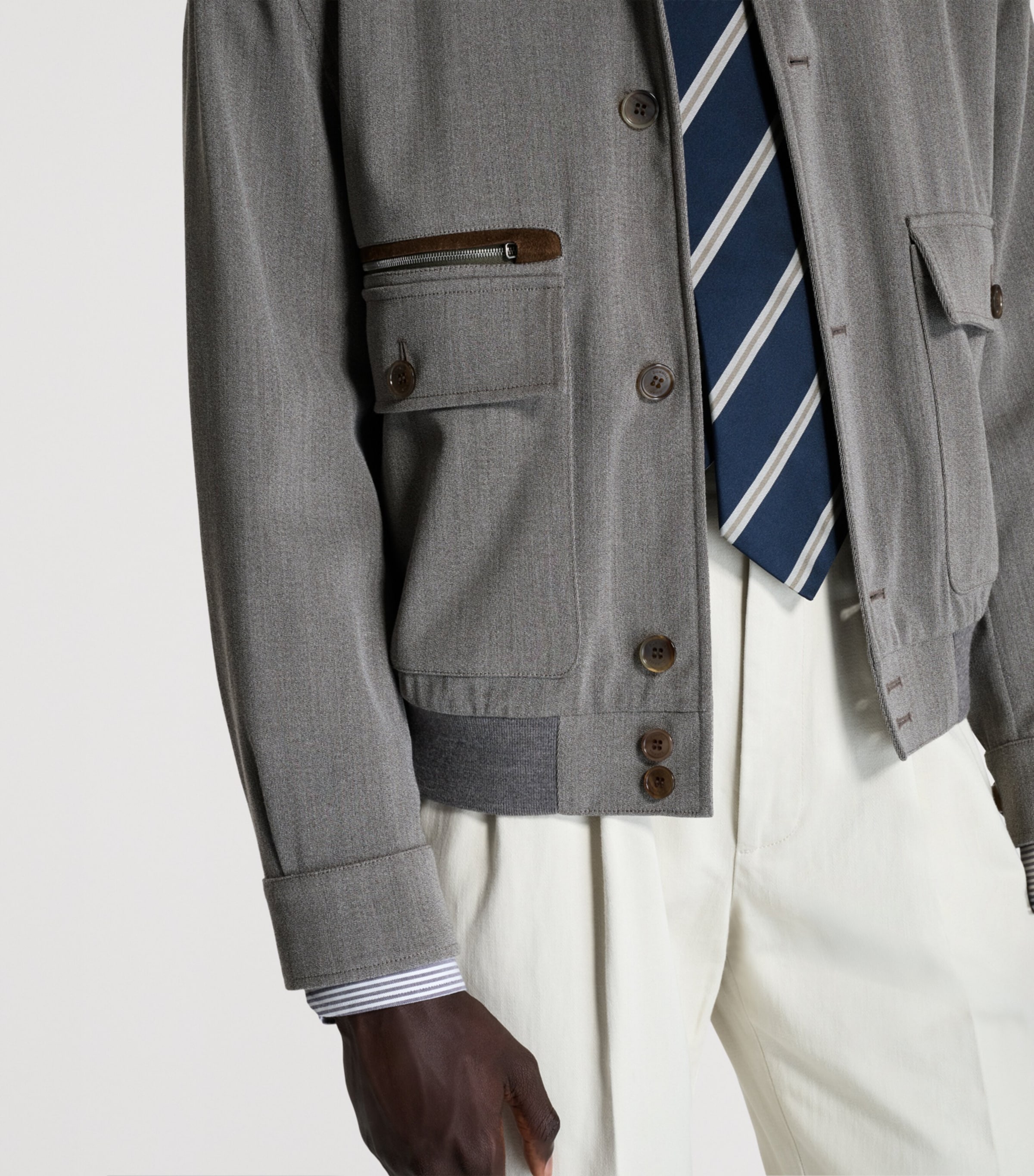 Wool Super 120s Bomber Jacket 256DRAB Image 6