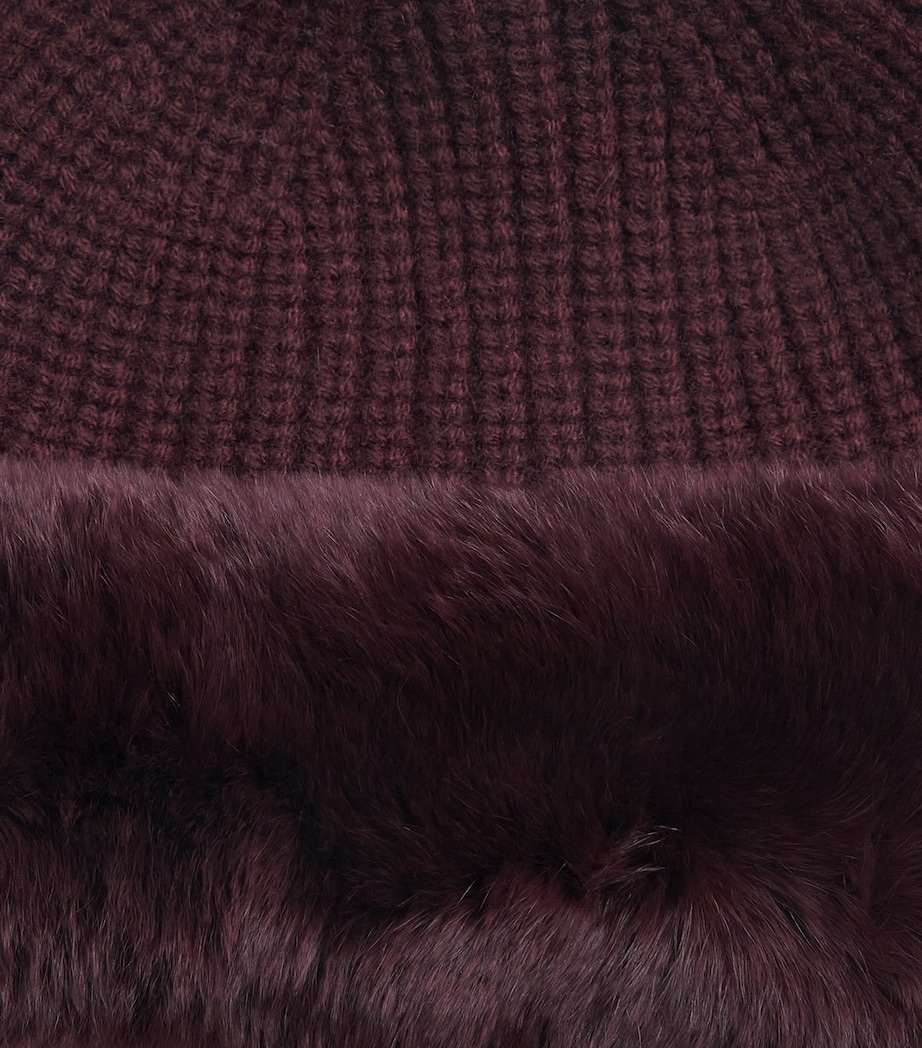 Yves Salomon Wool-Cashmere Rabbit Fur Trim Beanie Image 4